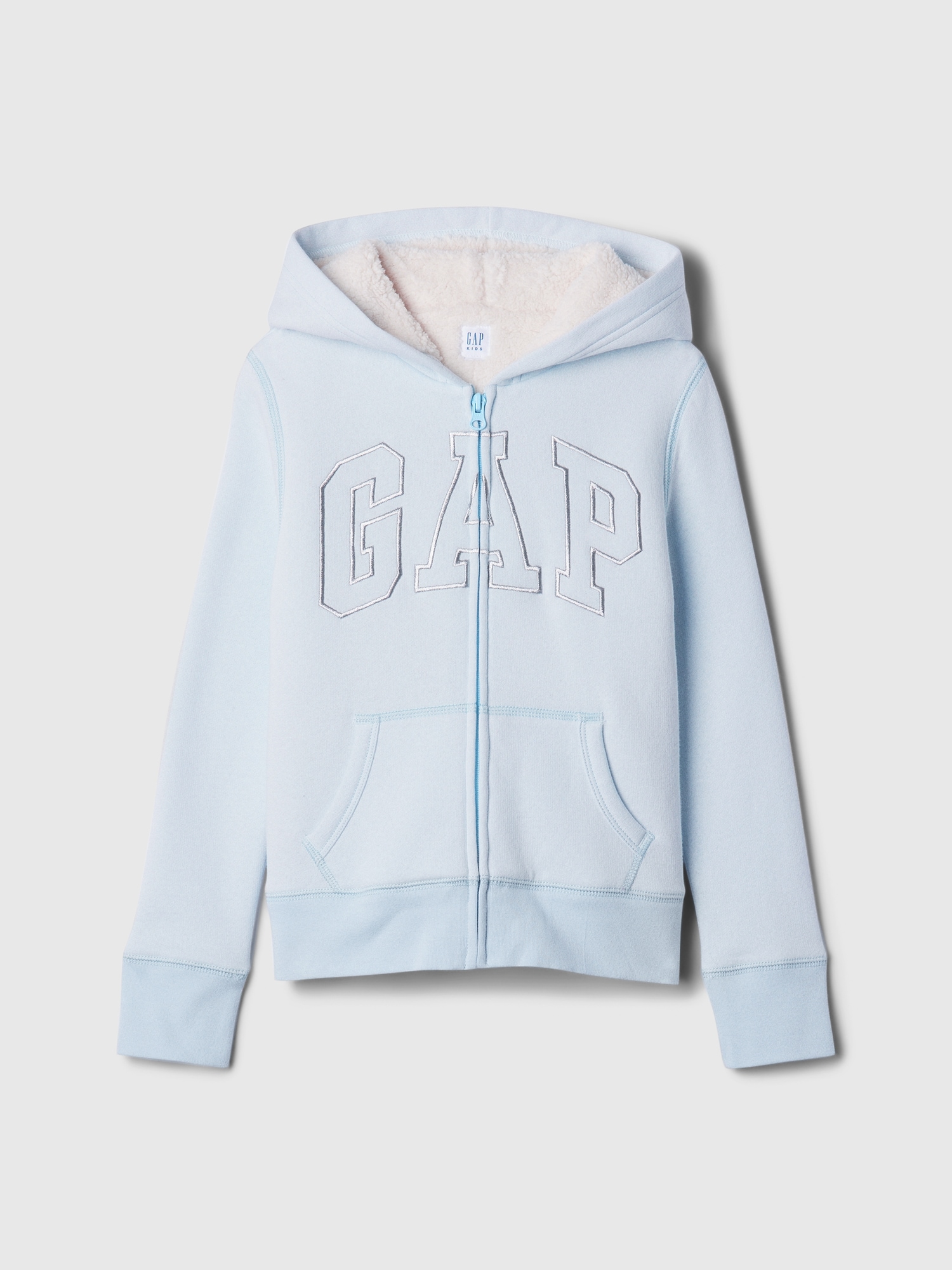 Kids Gap Logo Sherpa-Lined Zip Hoodie - Blue