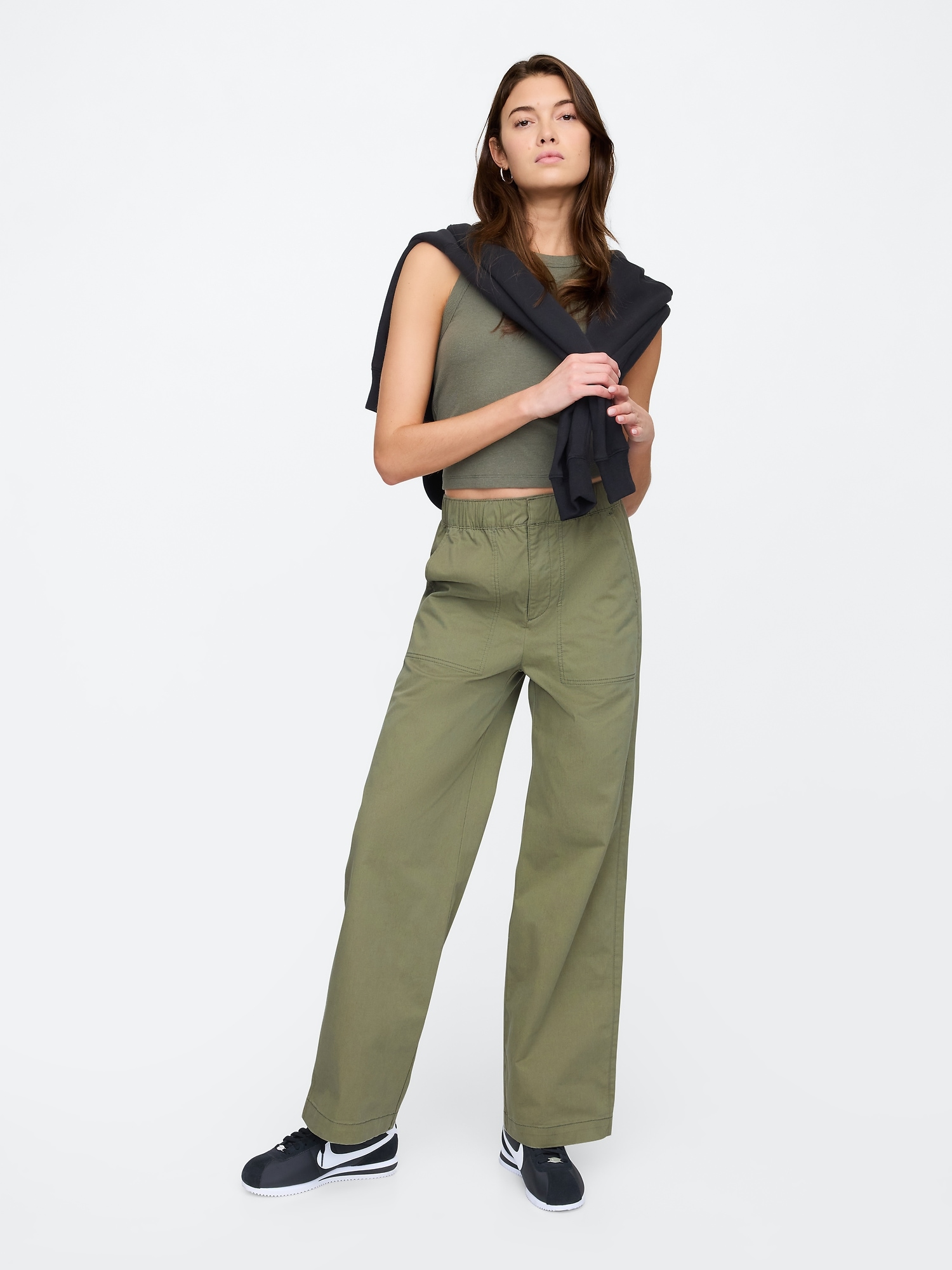 High Rise Easy Wide-Leg Khakis