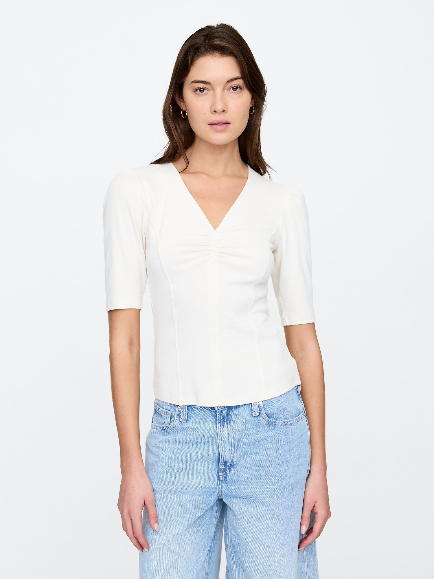 Favorite Puff Sleeve V-Neck T-Shirt