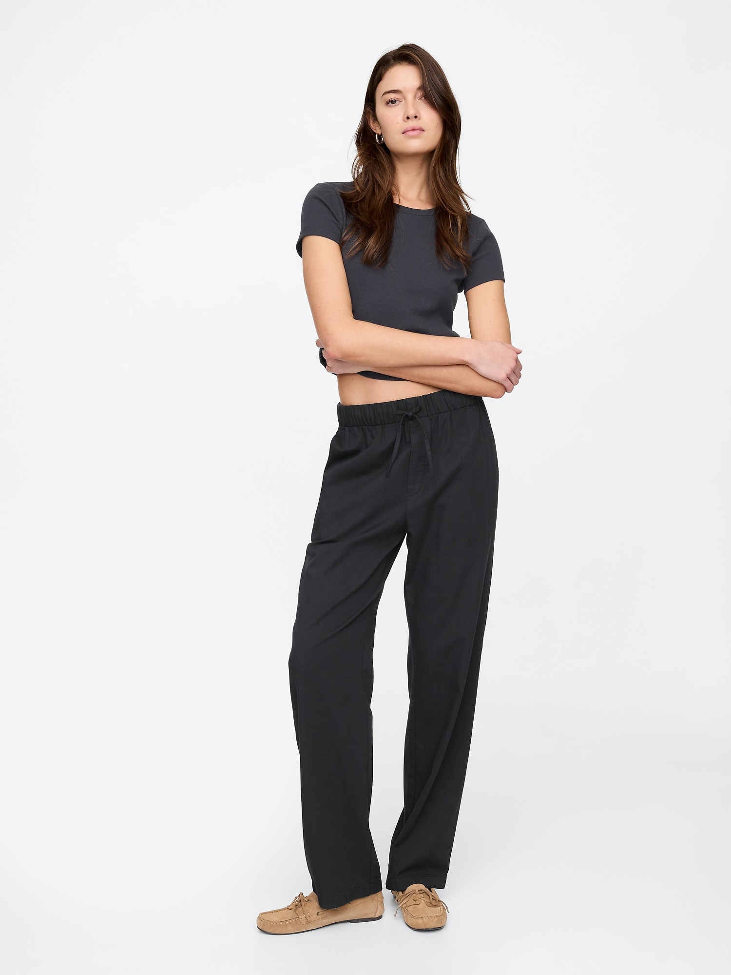 Mid Rise Easy Twill Pants