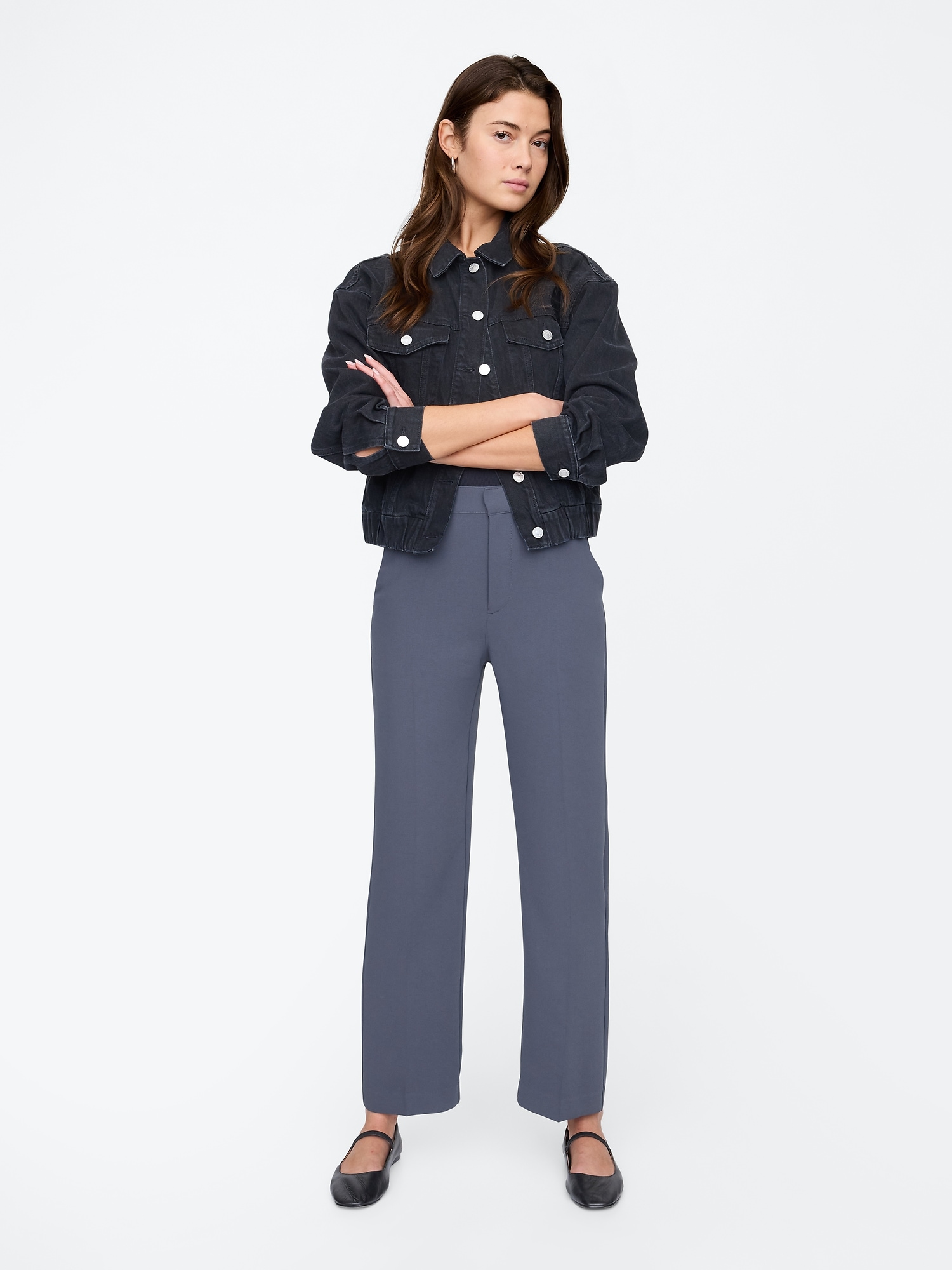 Mid Rise Easy Straight-Leg Pants