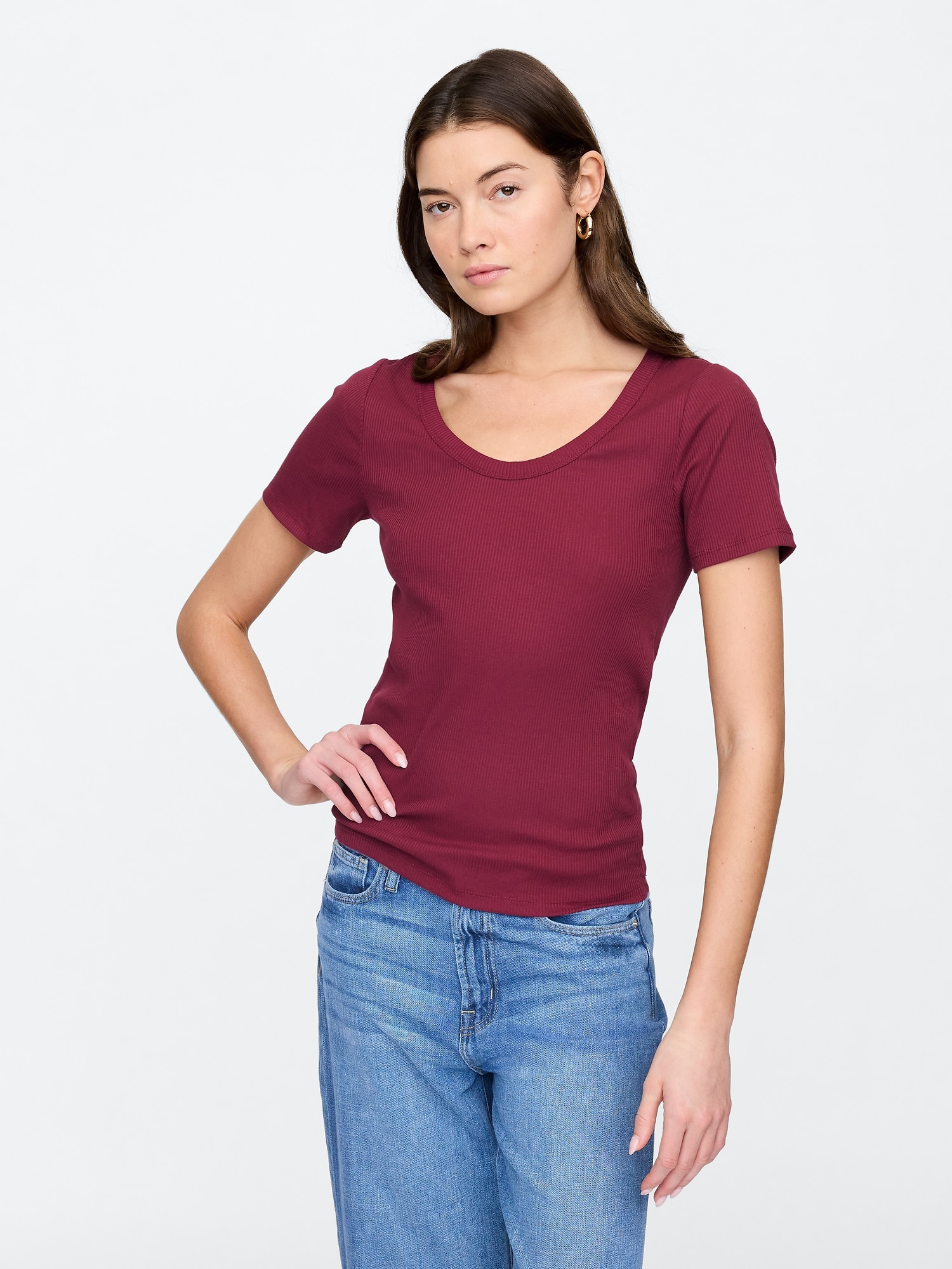 Ribbed Scoopneck T-Shirt