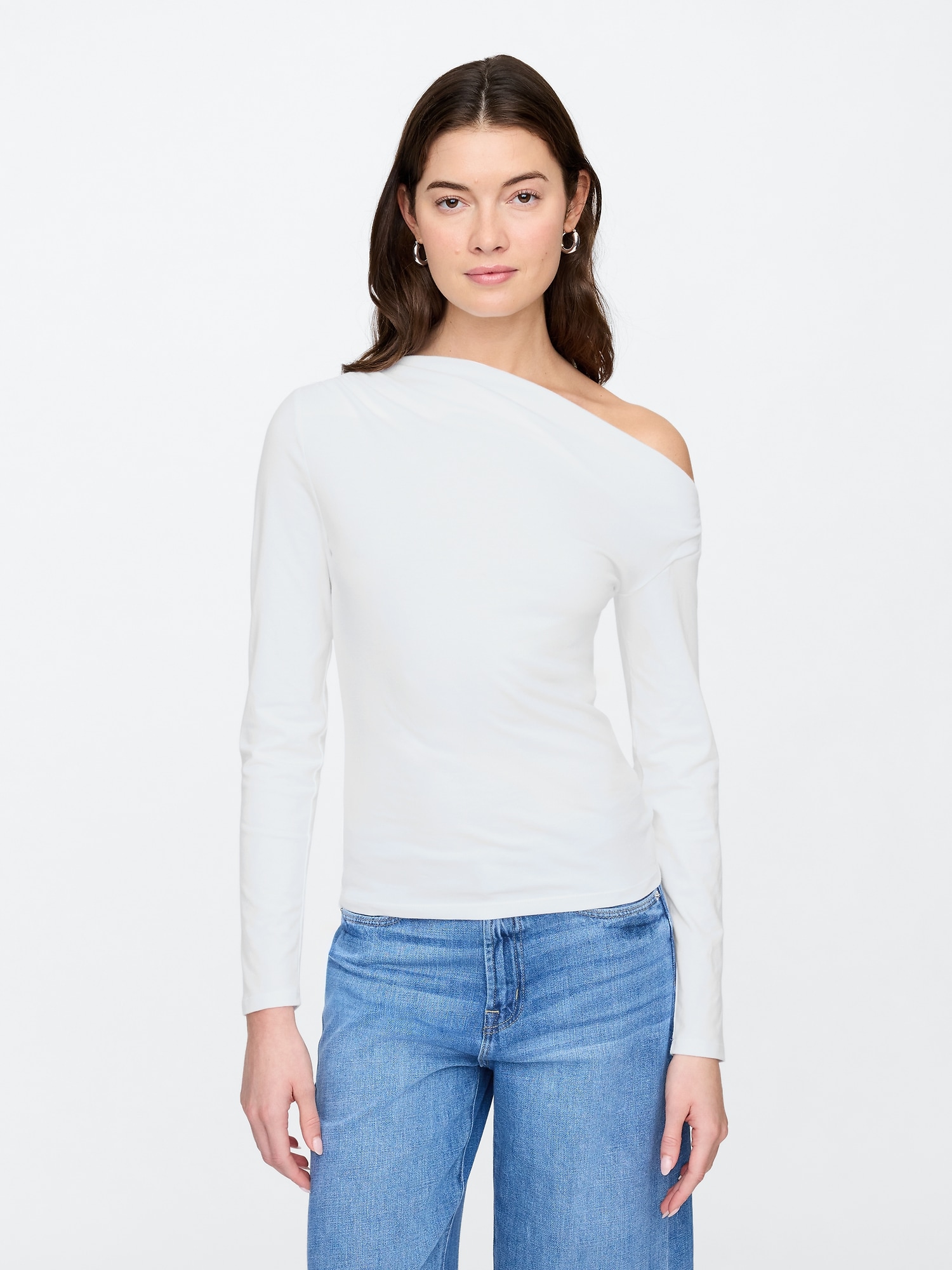 Stretch Jersey One-Shoulder Top