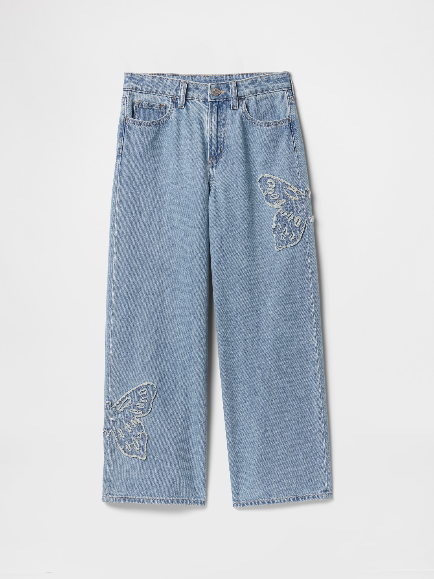 Kids High Rise Wide-Leg Jeans