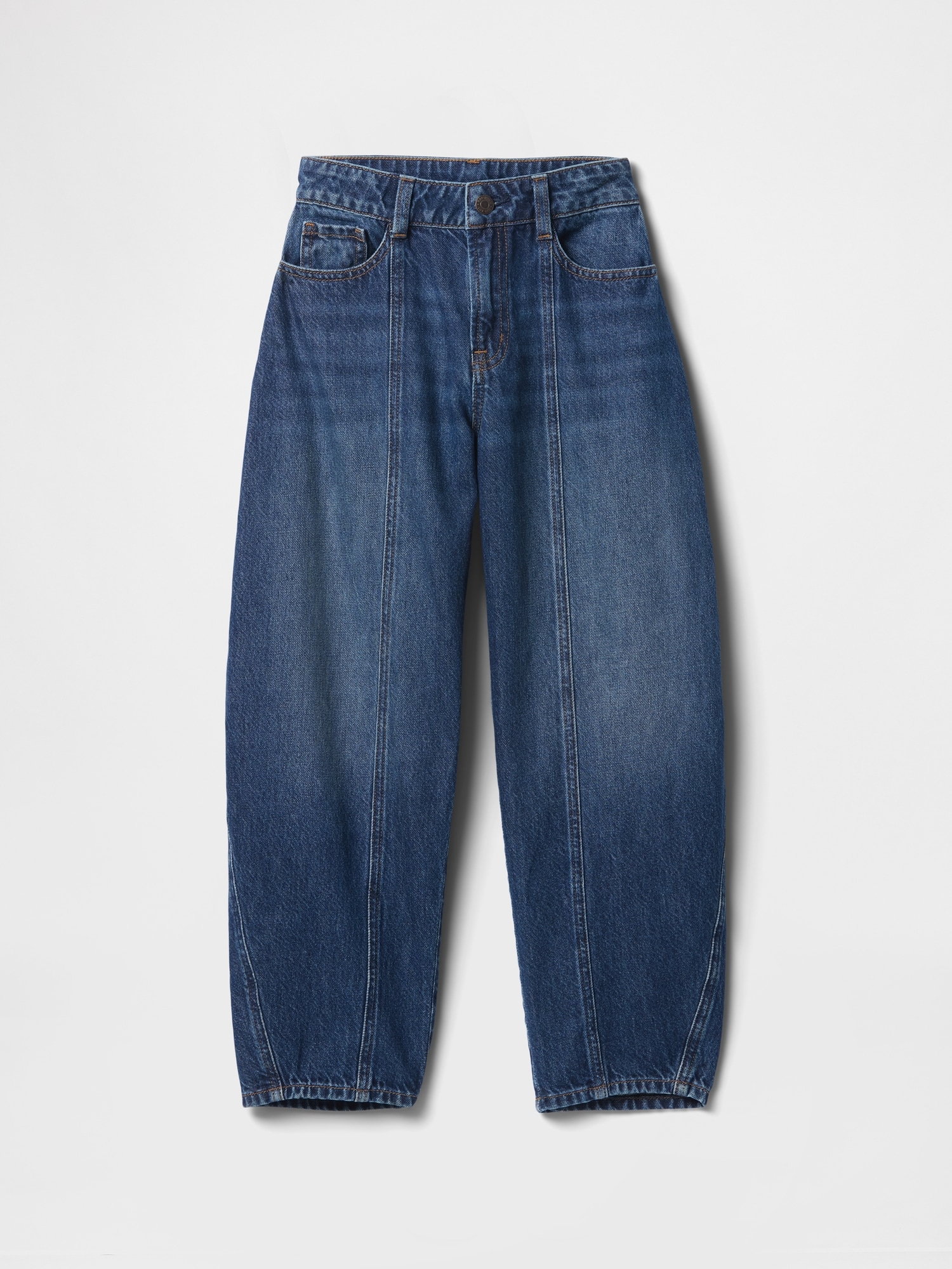 Kids High Rise Seamed Barrel Jeans