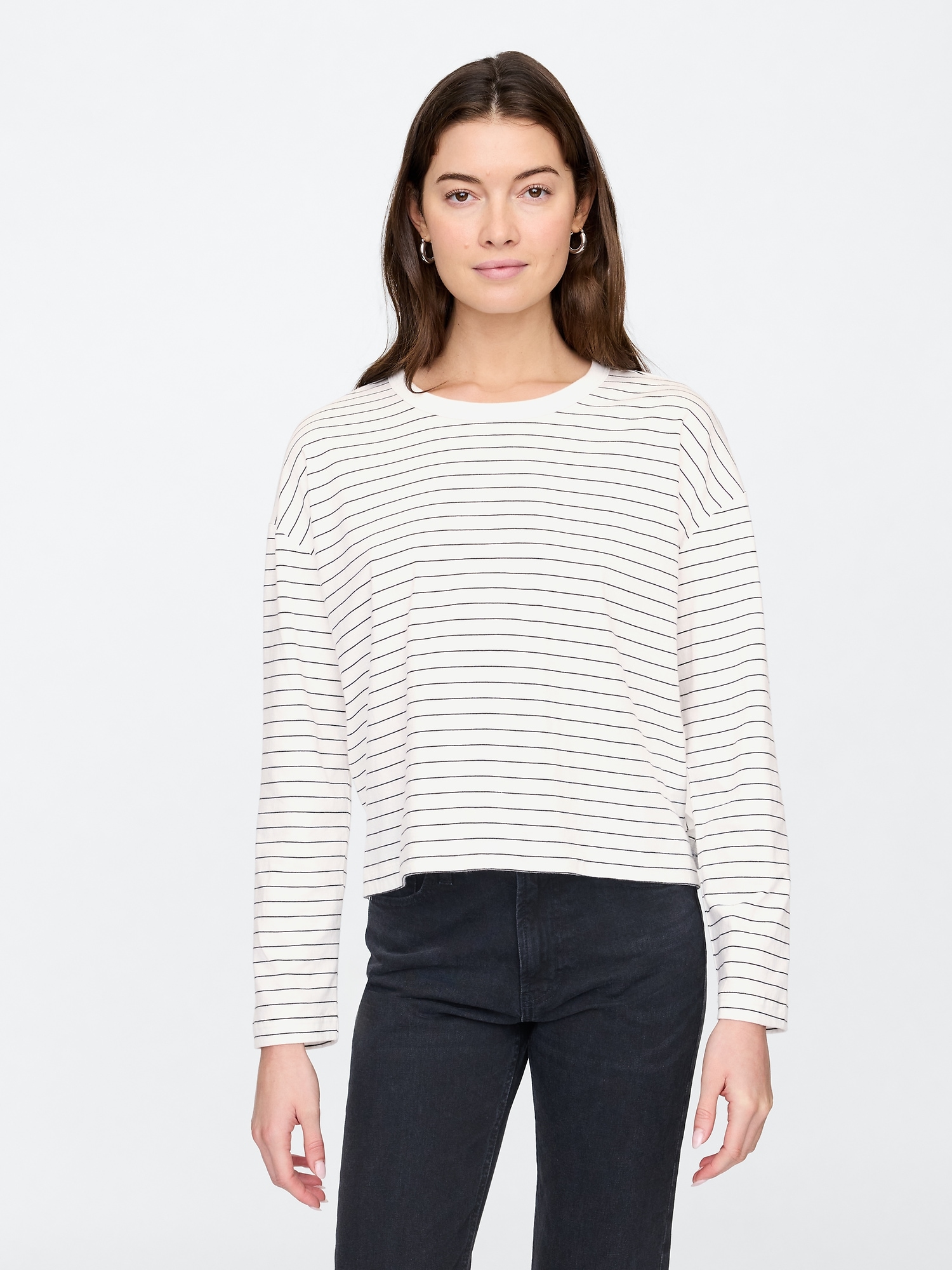 Oversized Stripe Crewneck T-Shirt