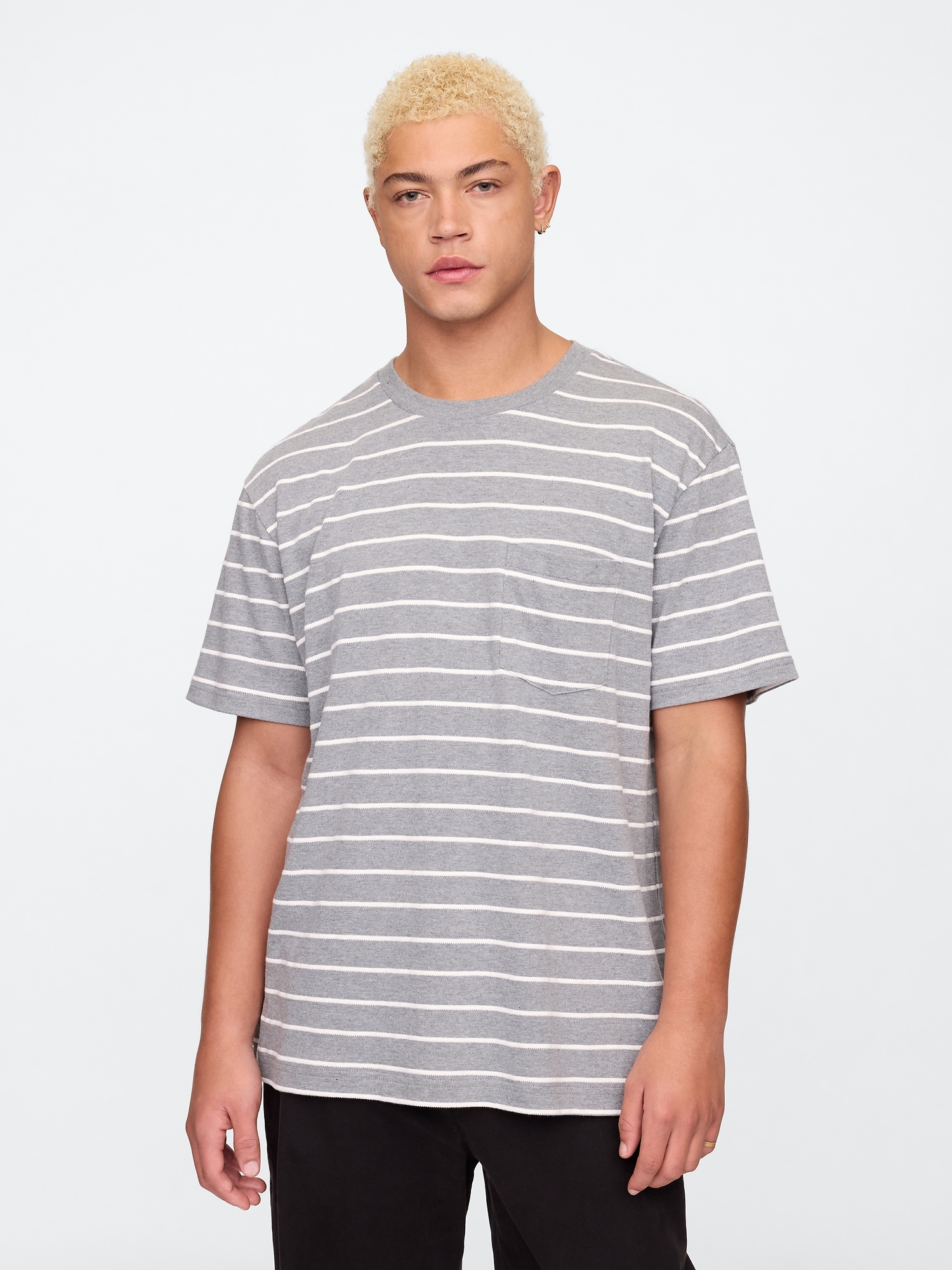 Texture-Stripe Original Pocket T-Shirt