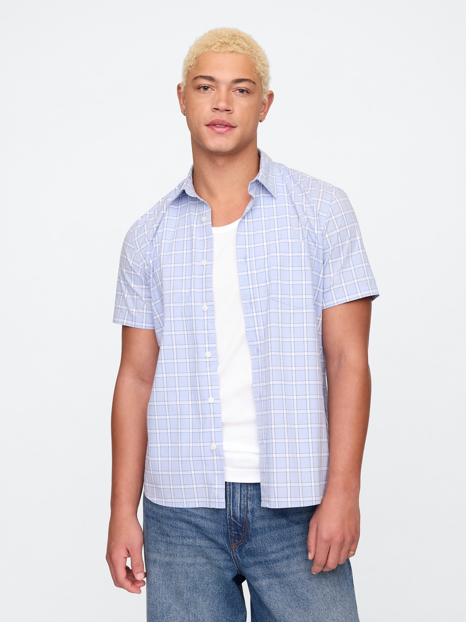 Stretch Poplin Shirt in Standard Fit