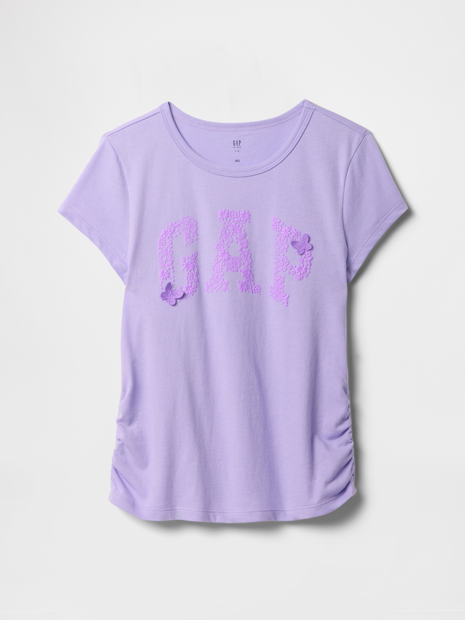 Kids Ruched Gap Logo T-Shirt - Purple