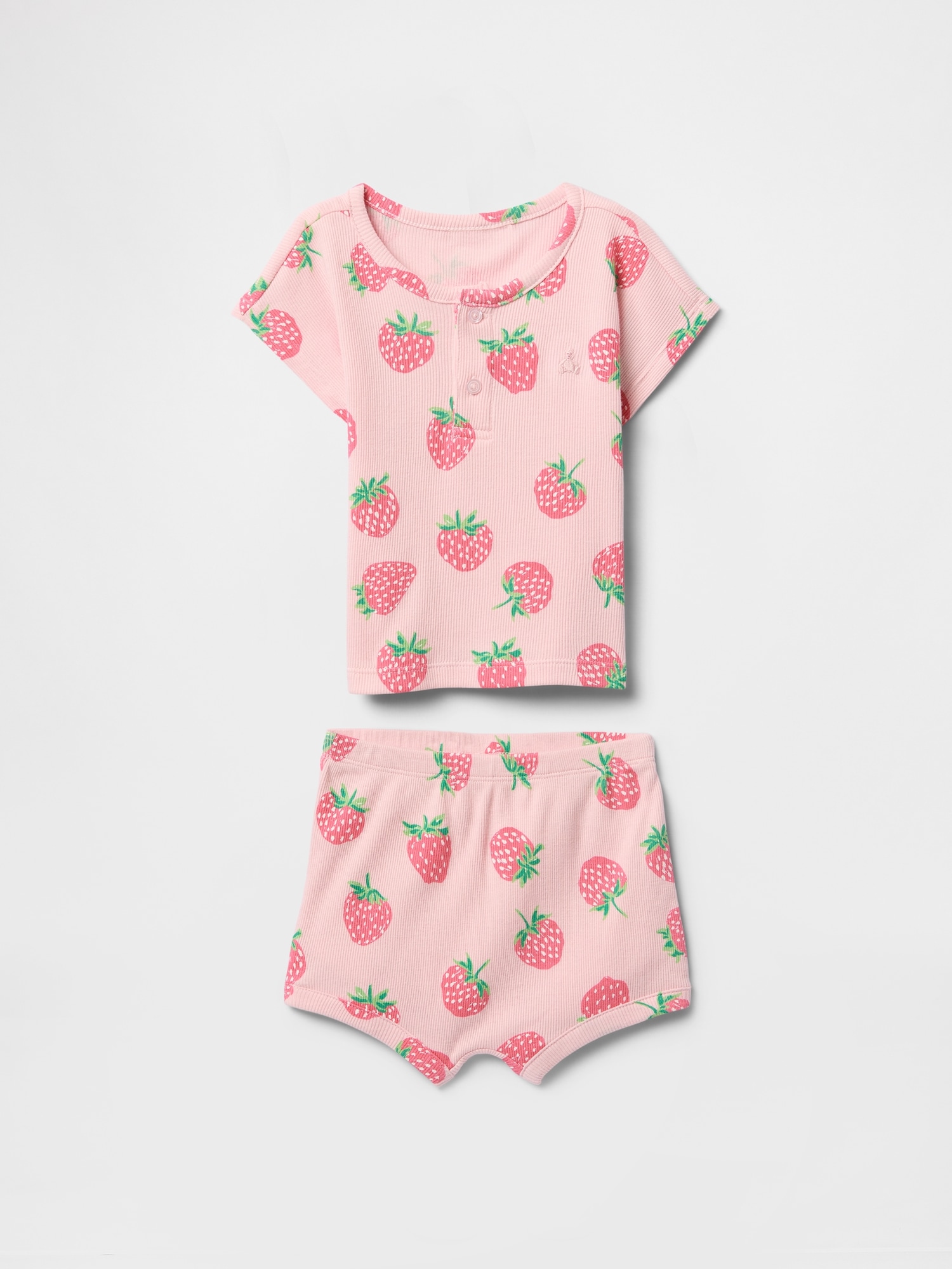 Baby Ribbed Henley Two-Piece Outfit Set