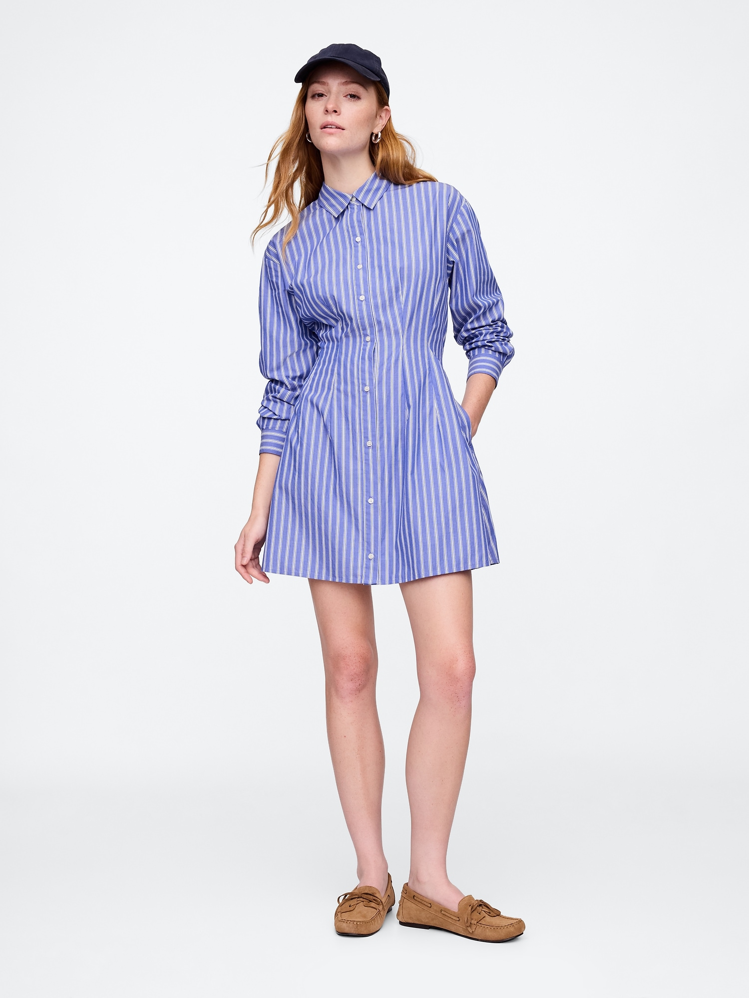 Stripe Poplin Mini Shirtdress