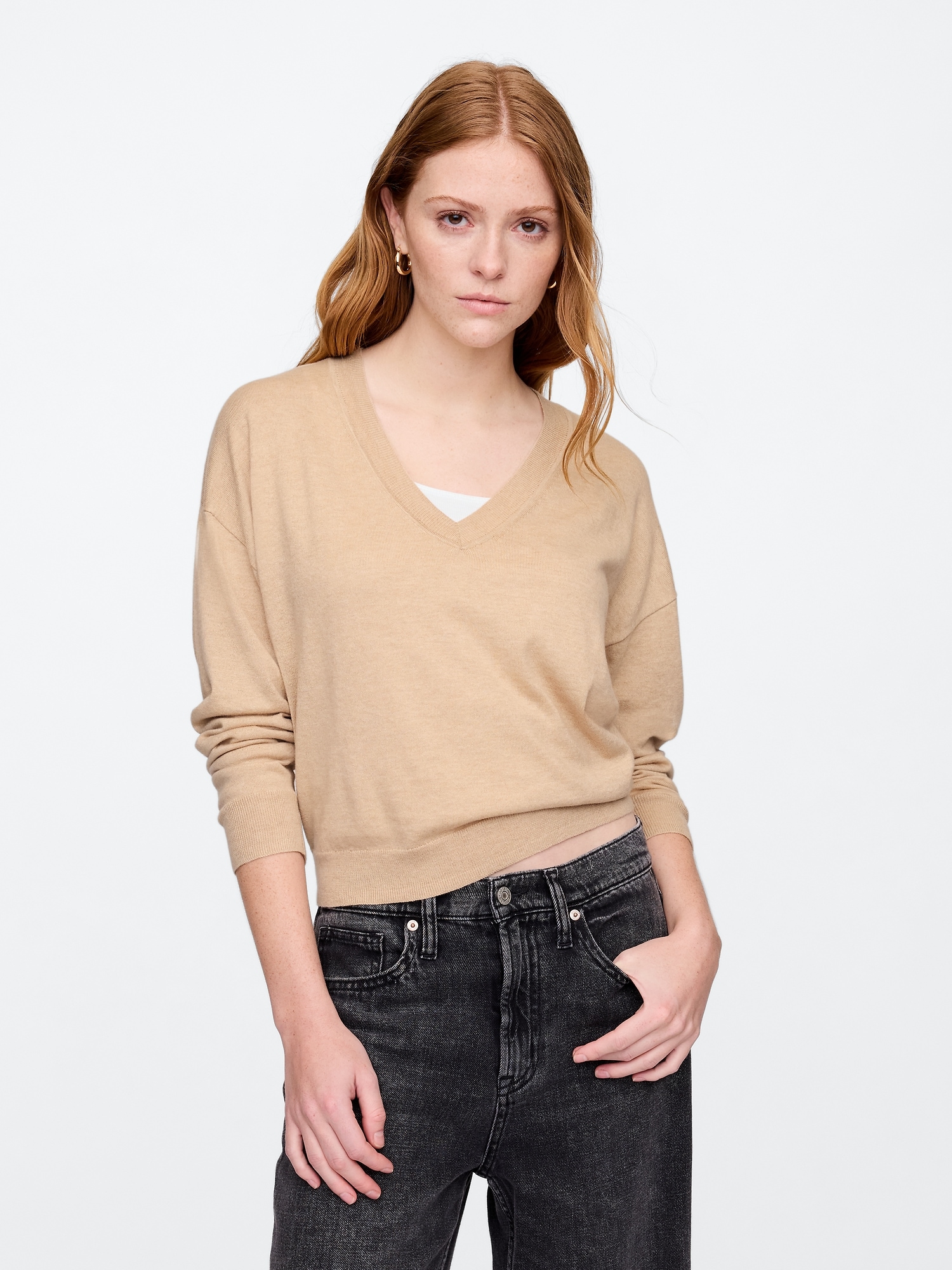 CashSoft Relaxed V-Neck Sweater