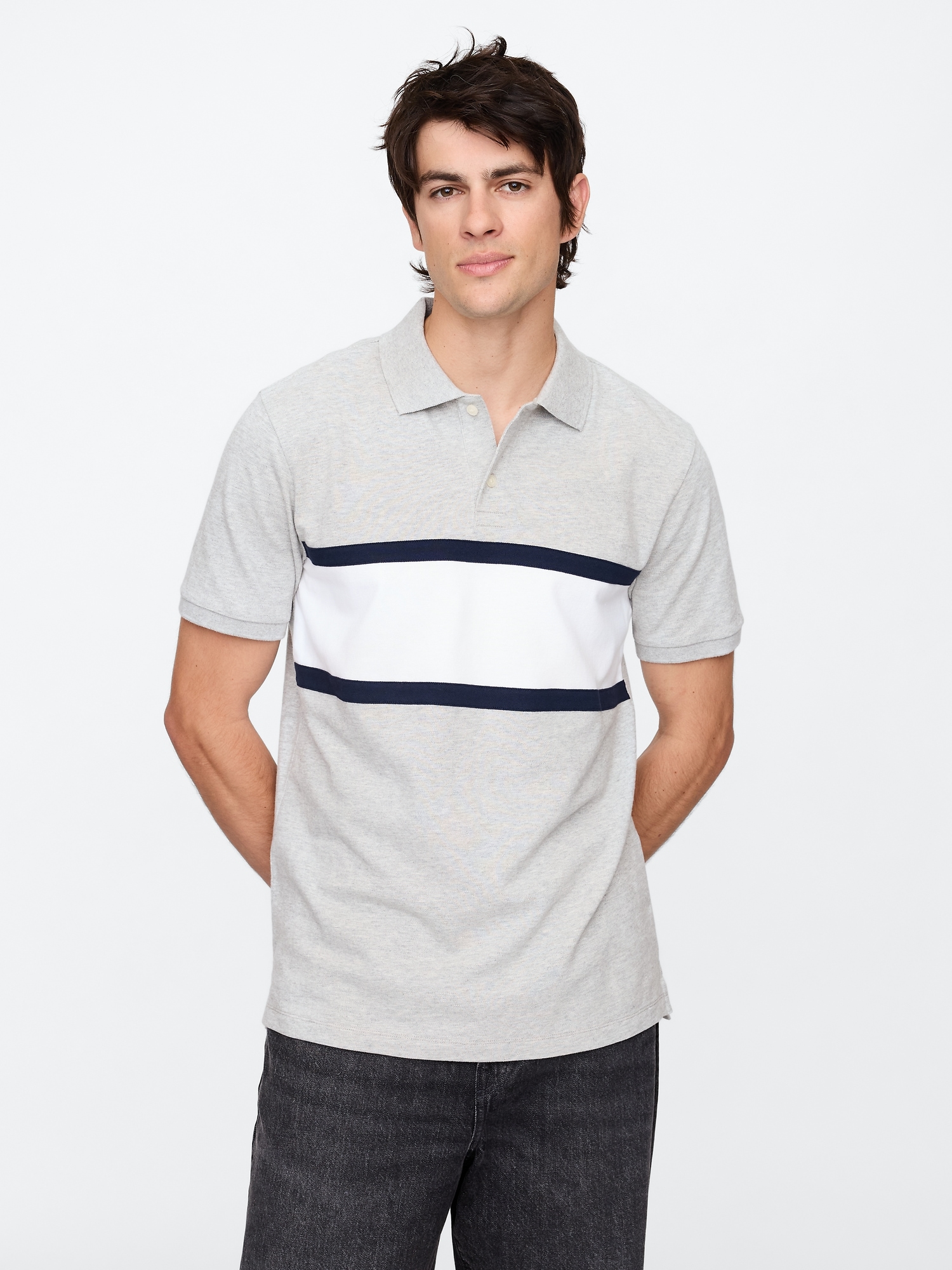 Colorblock Stretch Pique Polo Shirt