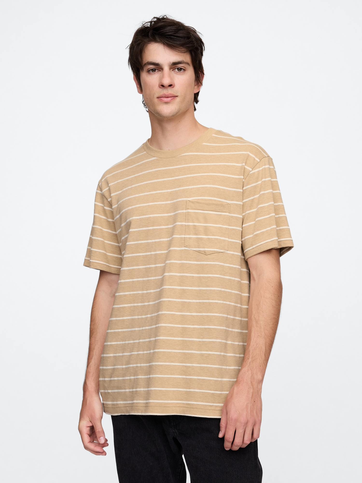 Texture-Stripe Original Pocket T-Shirt