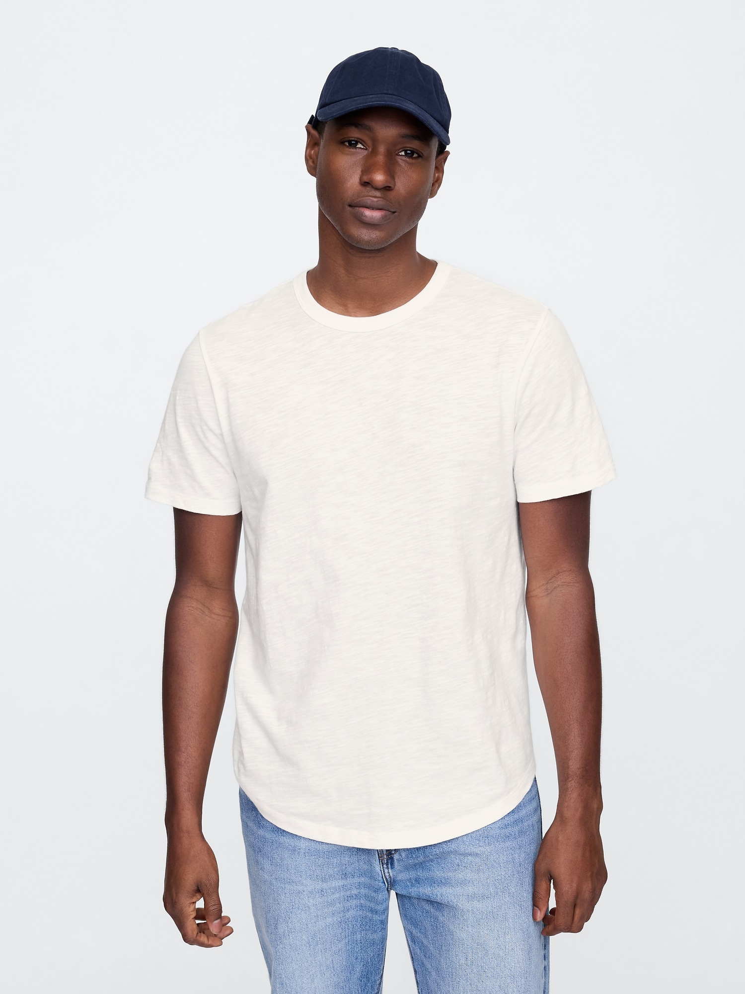 Lived-In Curved Hem Crewneck T-Shirt