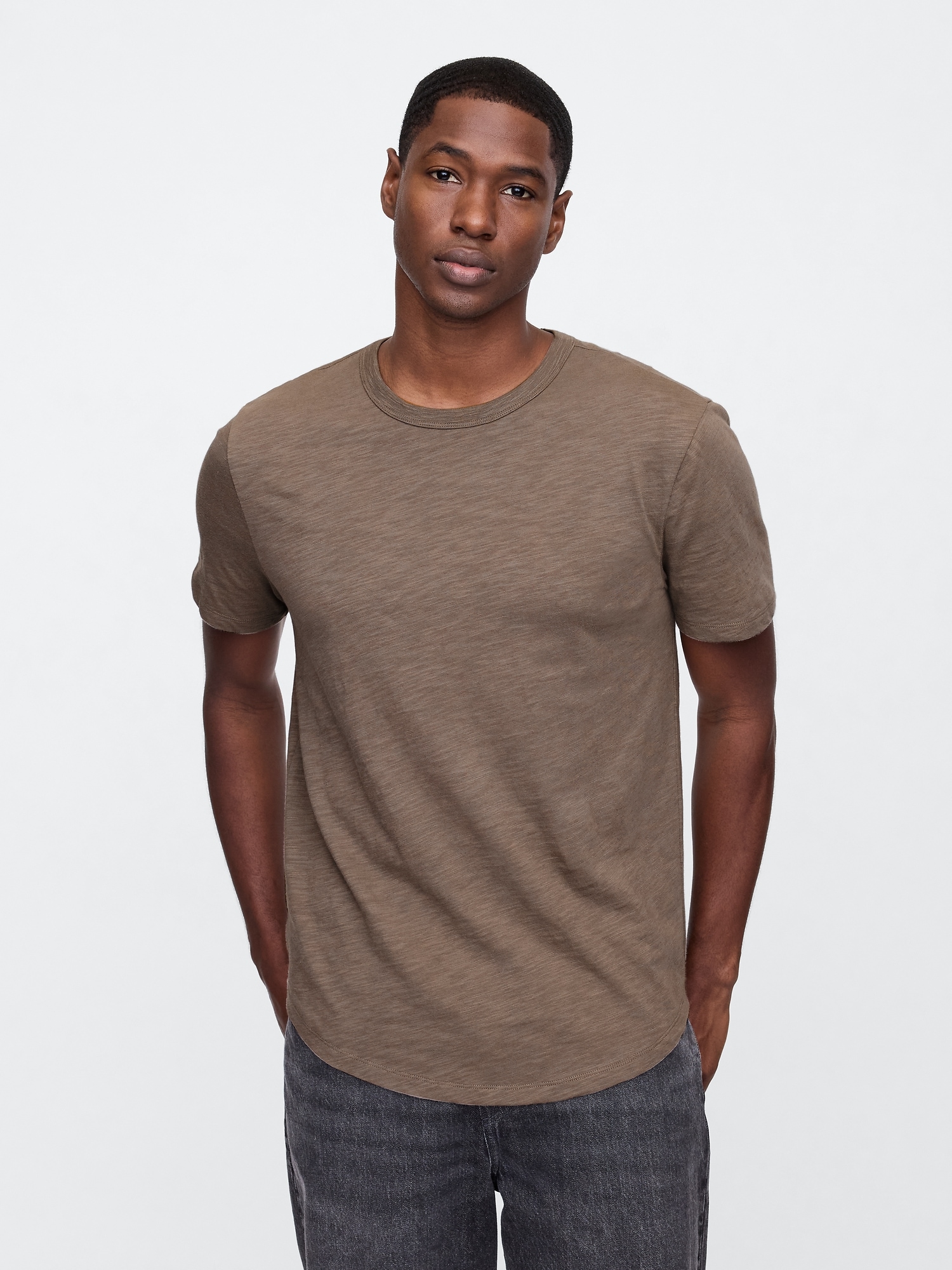 Lived-In Curved Hem Crewneck T-Shirt