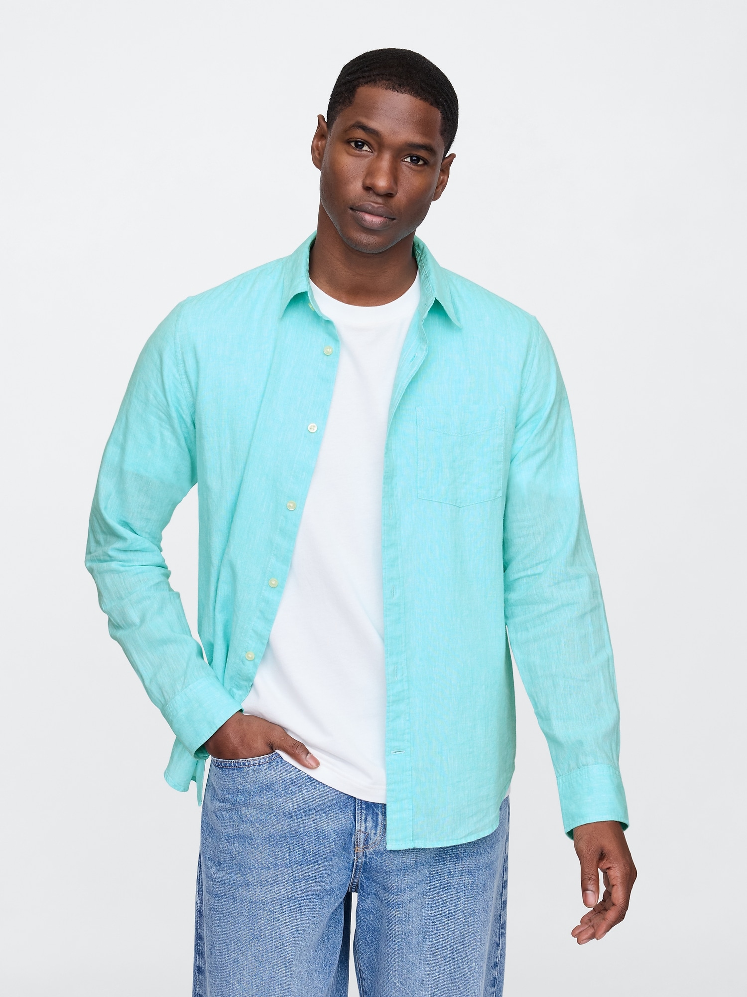 Linen-Blend Shirt in Standard Fit