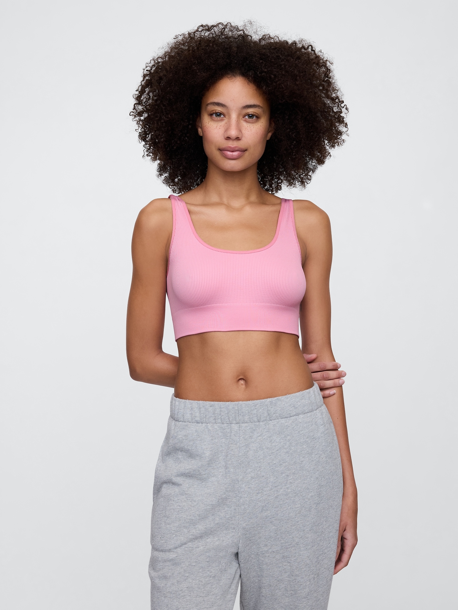 Seamless Ribbed Bralette - Pink