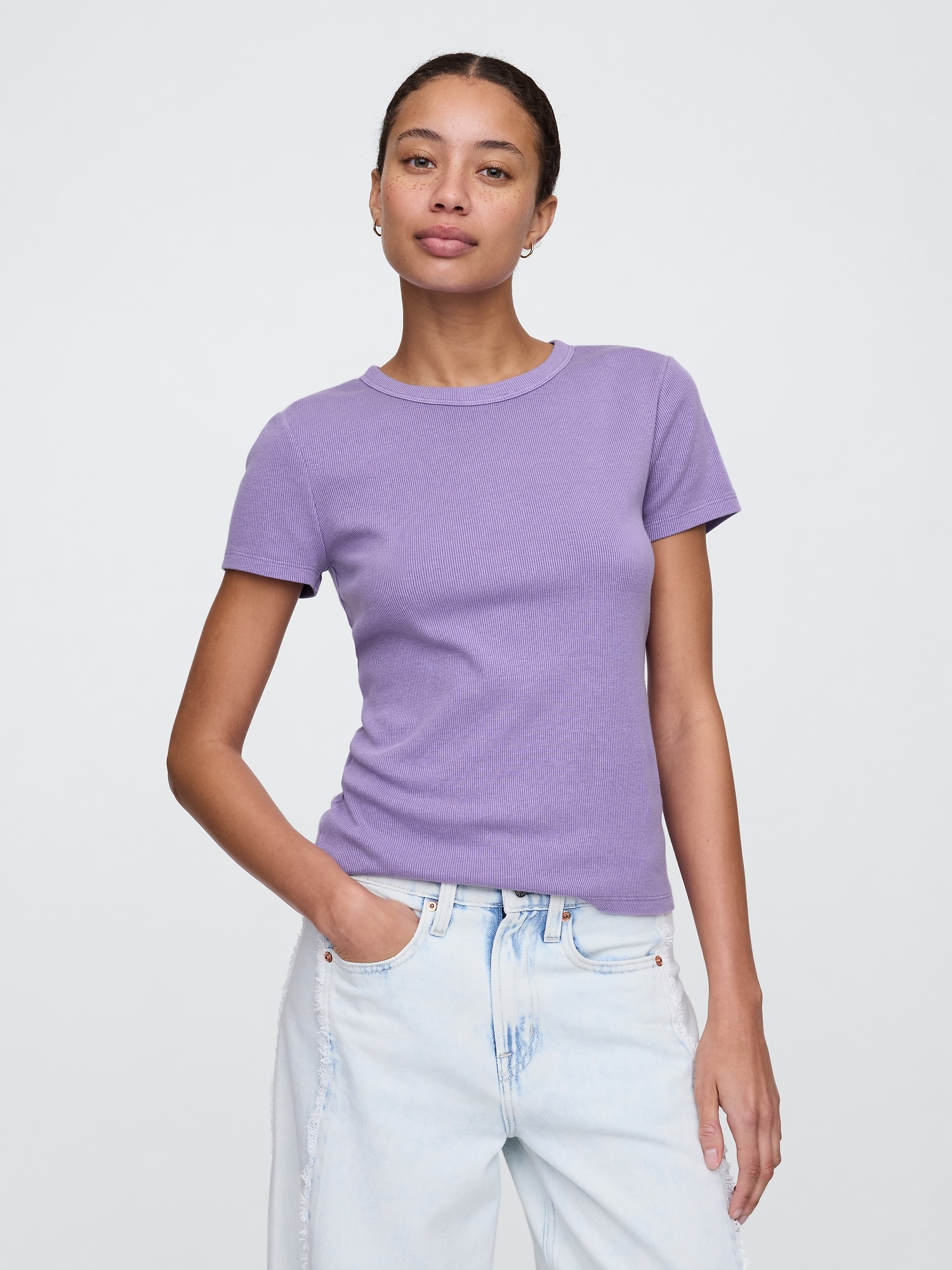 Ribbed Crewneck T-Shirt