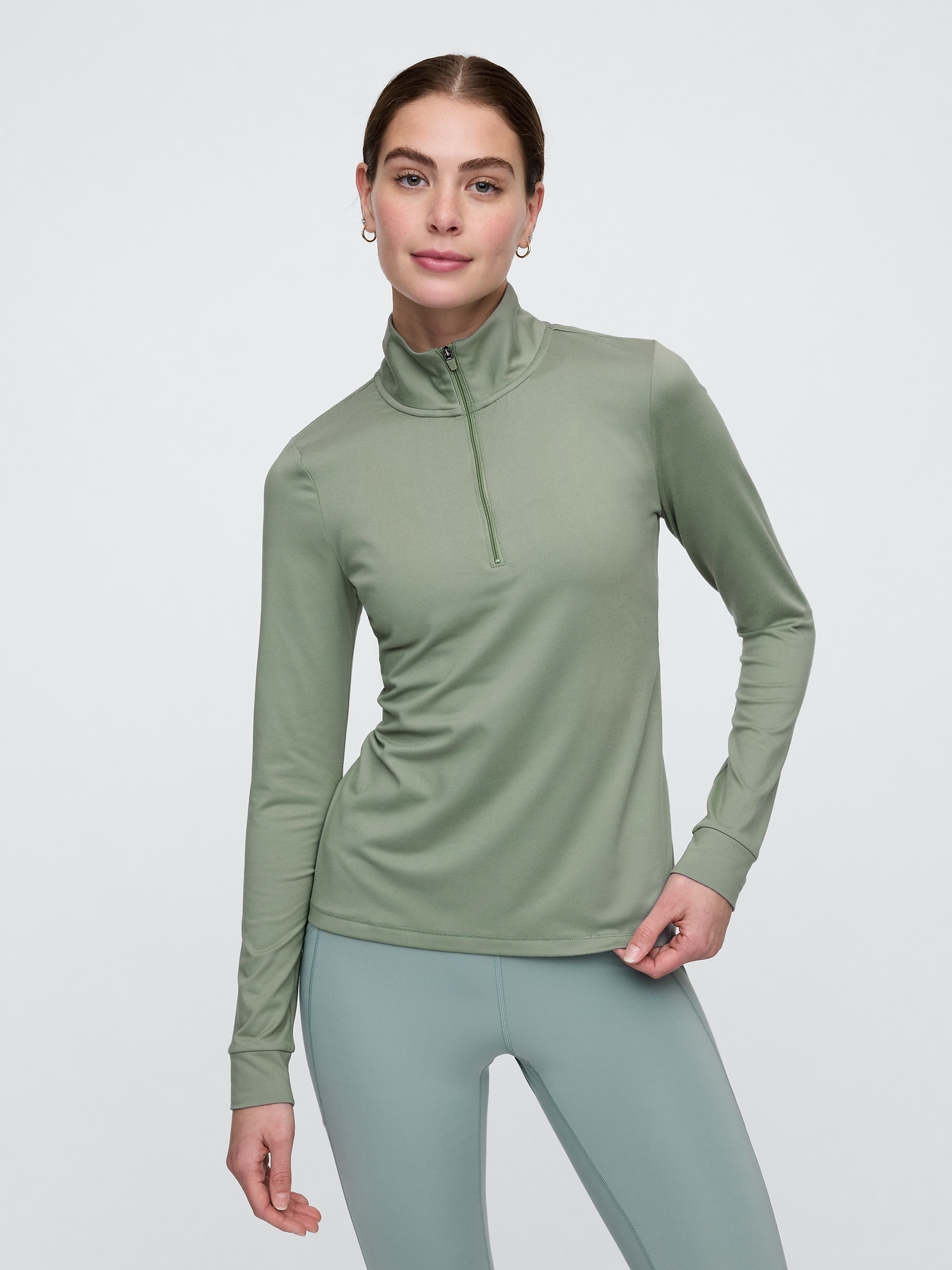 GapFit Brushed Jersey Quarter-Zip T-Shirt