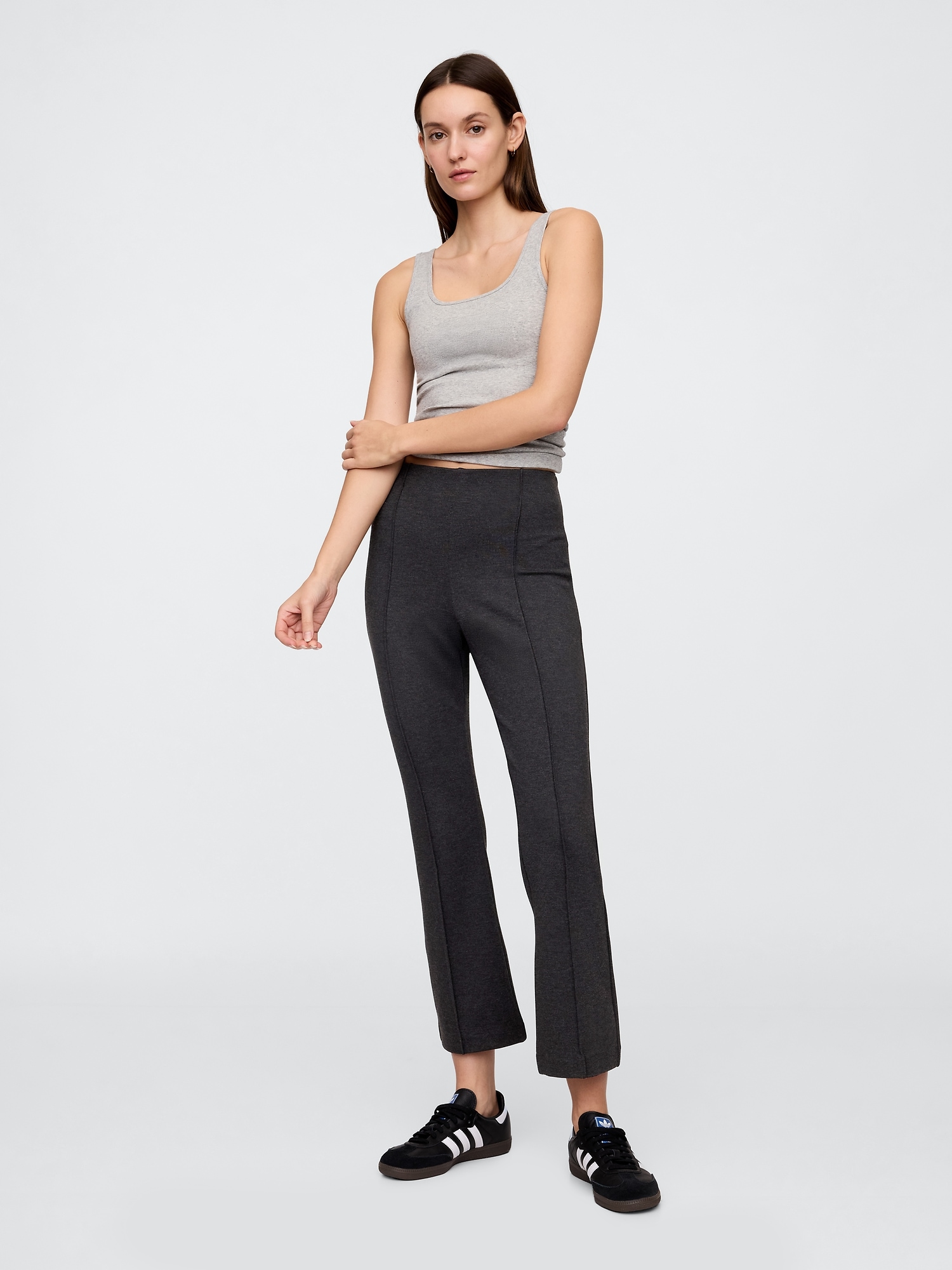 High Rise Ponte Flare Crop Pants