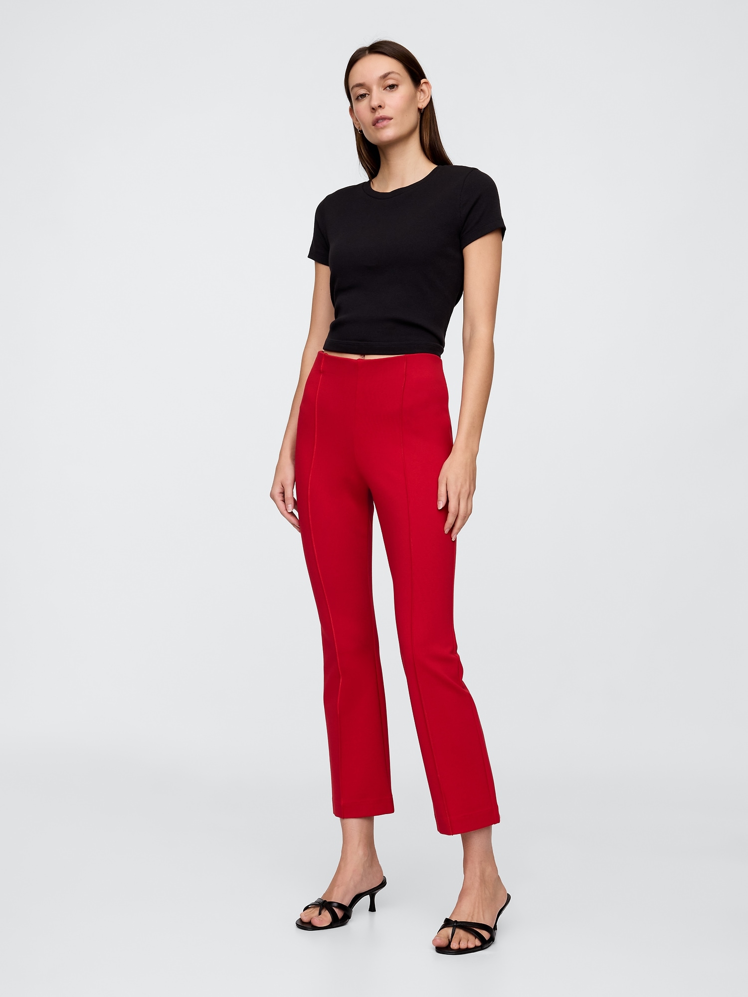 High Rise Ponte Flare Crop Pants