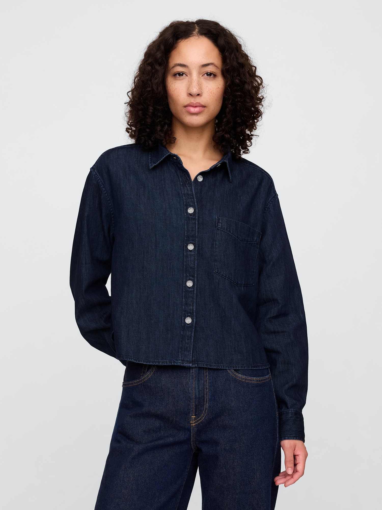 Cropped Classic Denim Shirt