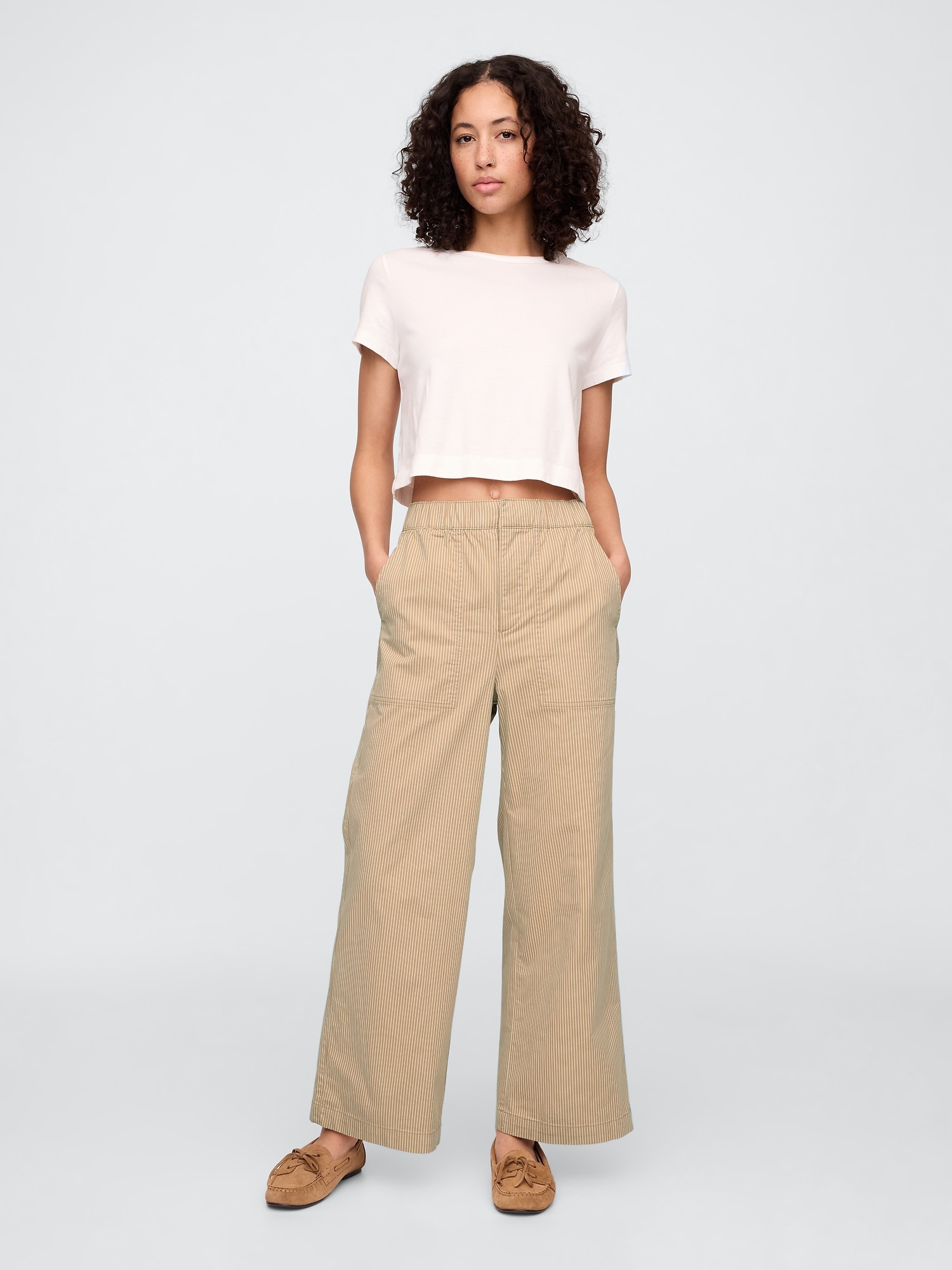 High Rise Easy Stripe Wide-Leg Khakis