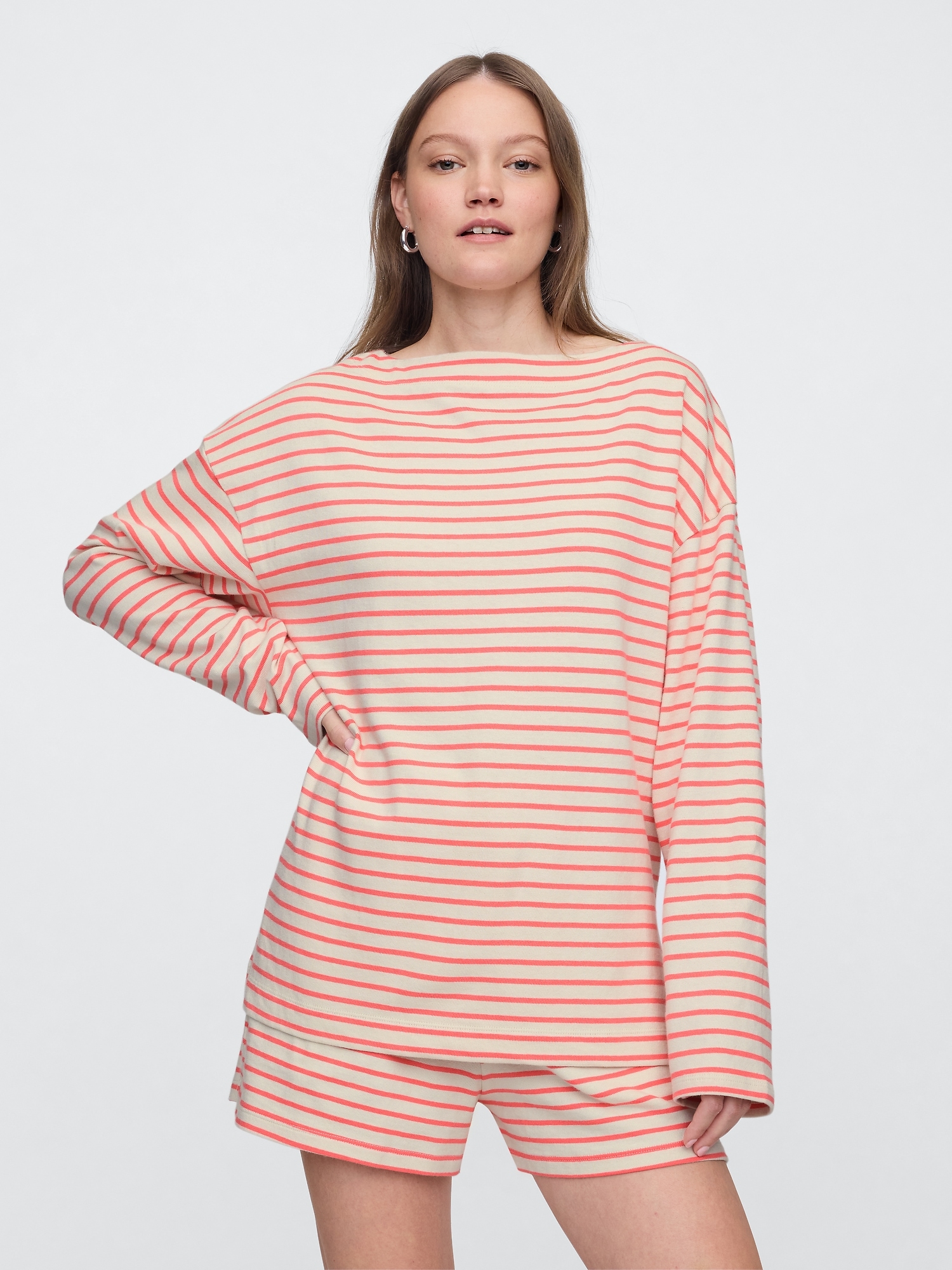 Oversized Boatneck Tunic Shirt