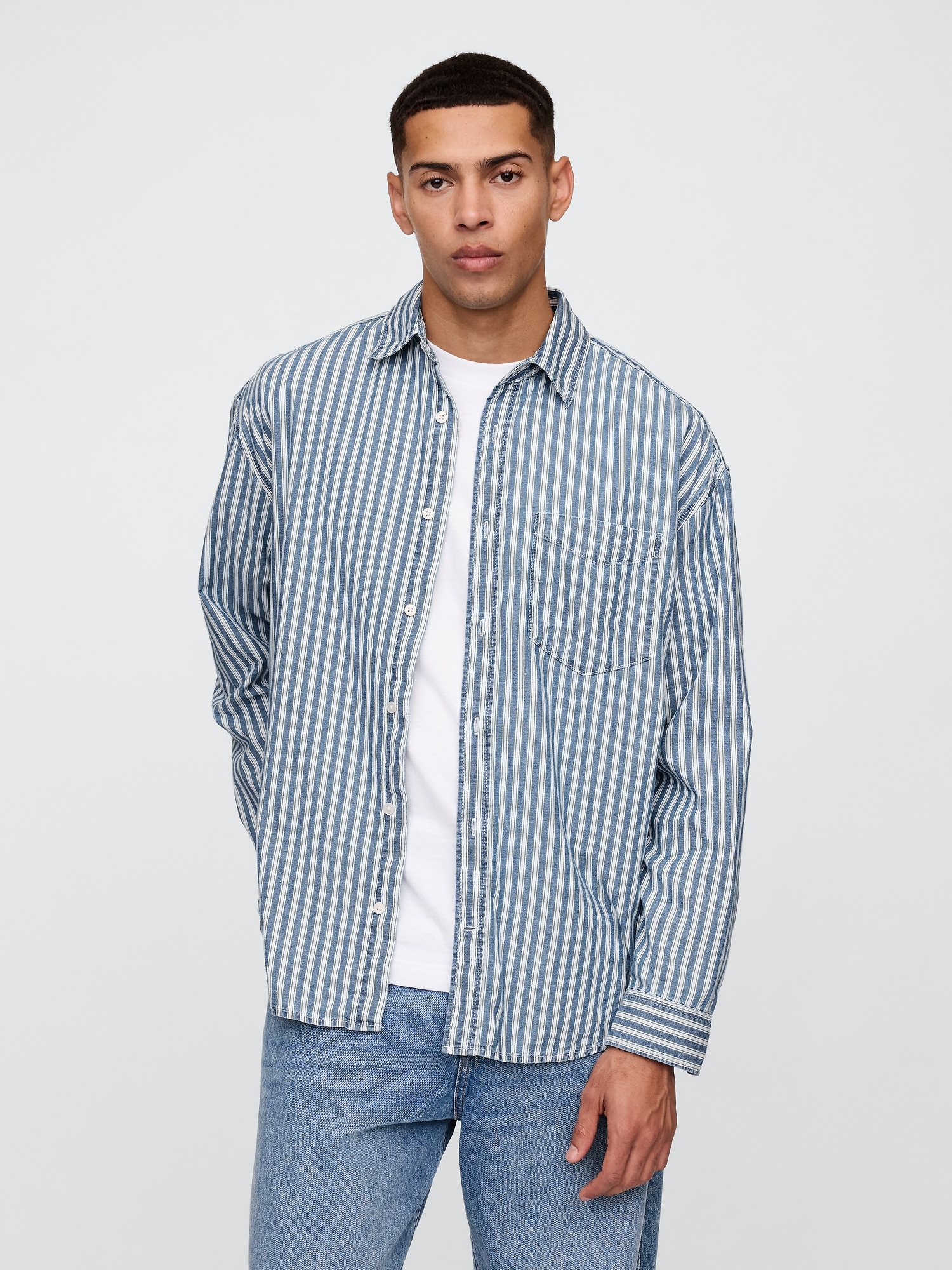 Stripe Denim Big Shirt