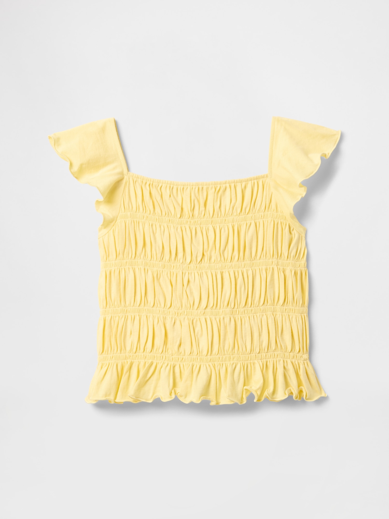 Kids Smocked Peplum Top - Yellow