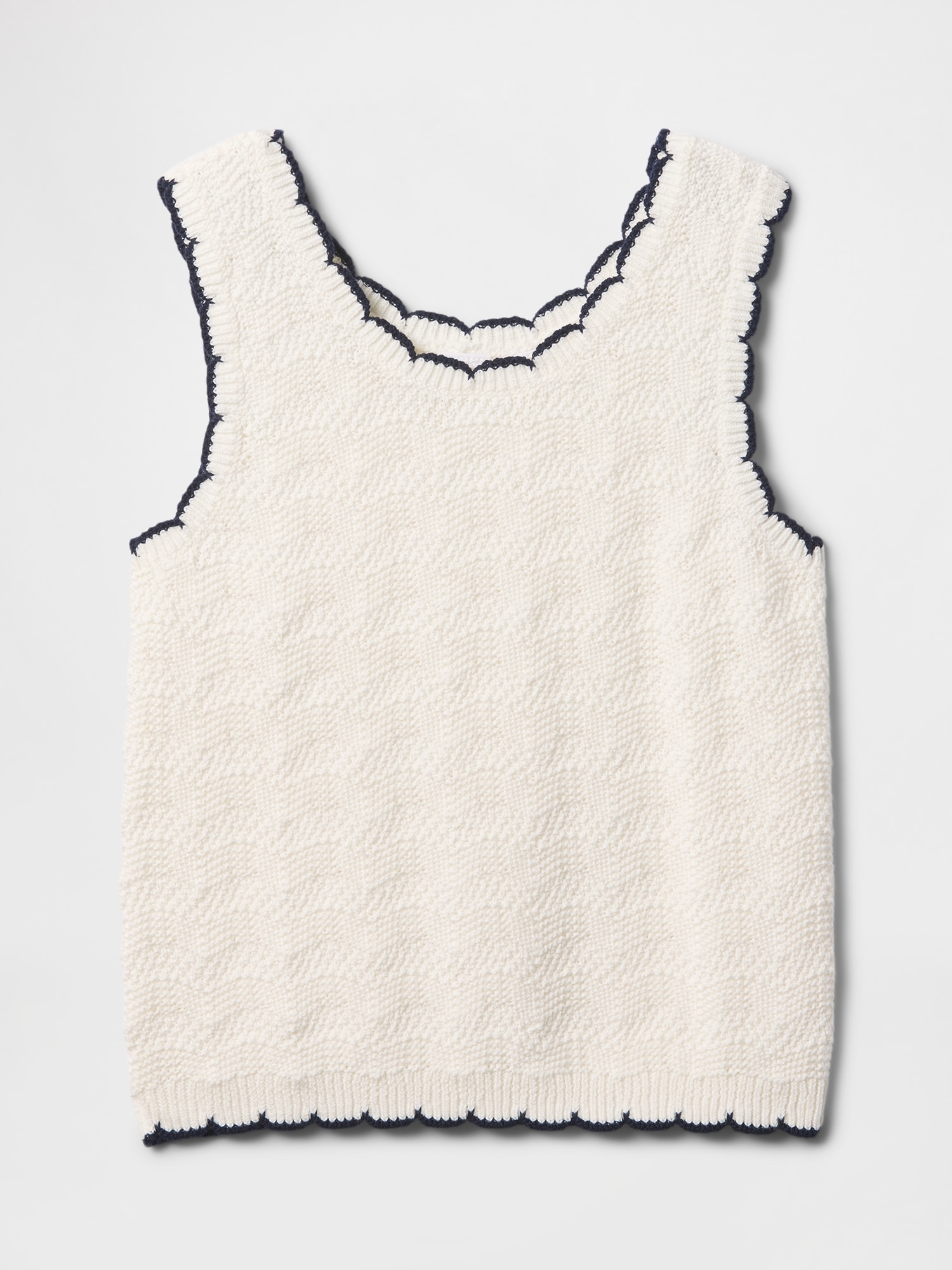 Kids Crochet Sweater Tank Top - White