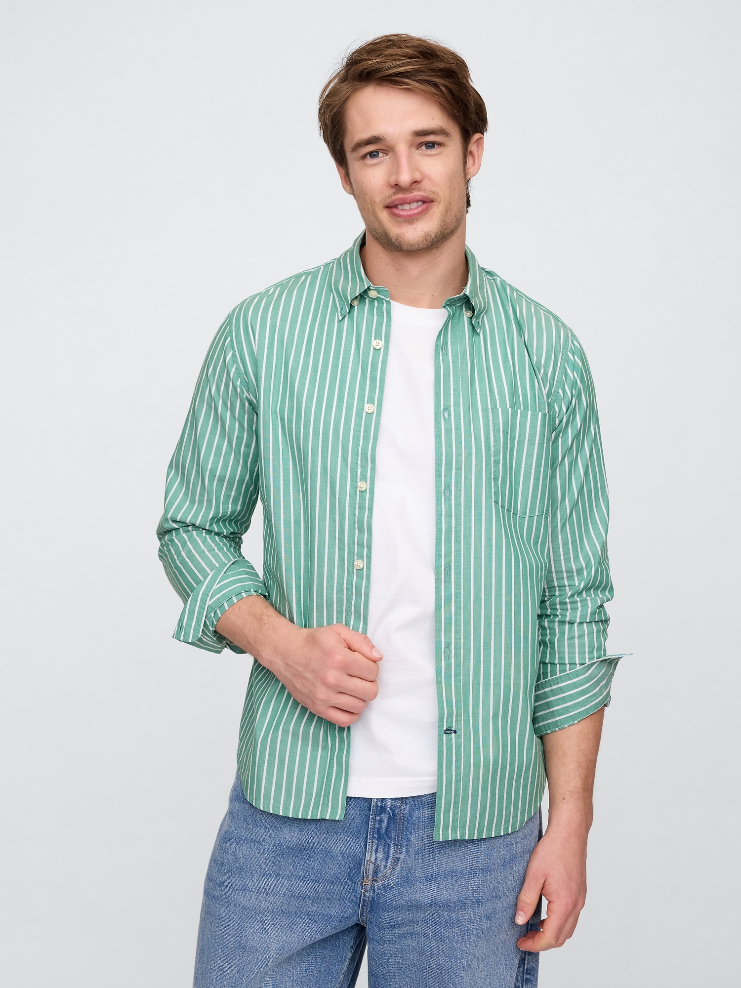 Stretch Poplin Shirt in Standard Fit