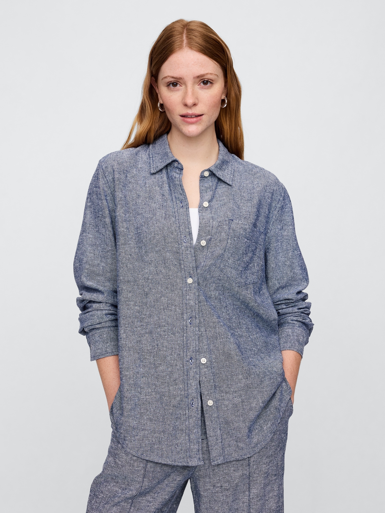 Linen-Blend Easy Shirt