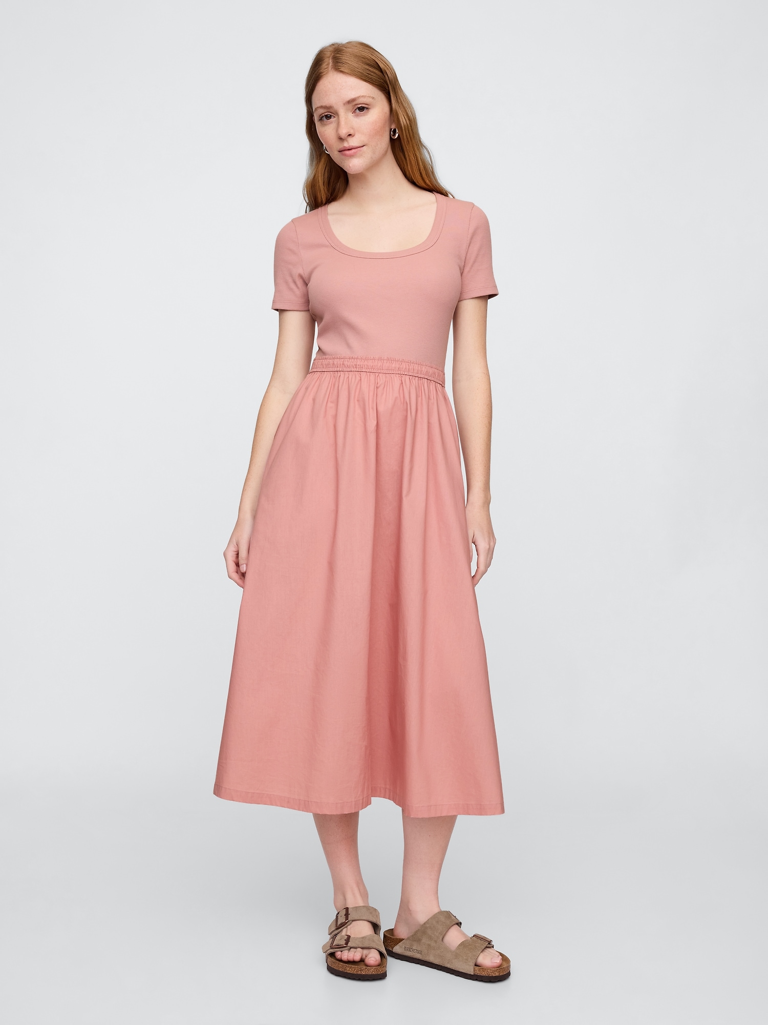 Scoopneck Midi Dress - Pink