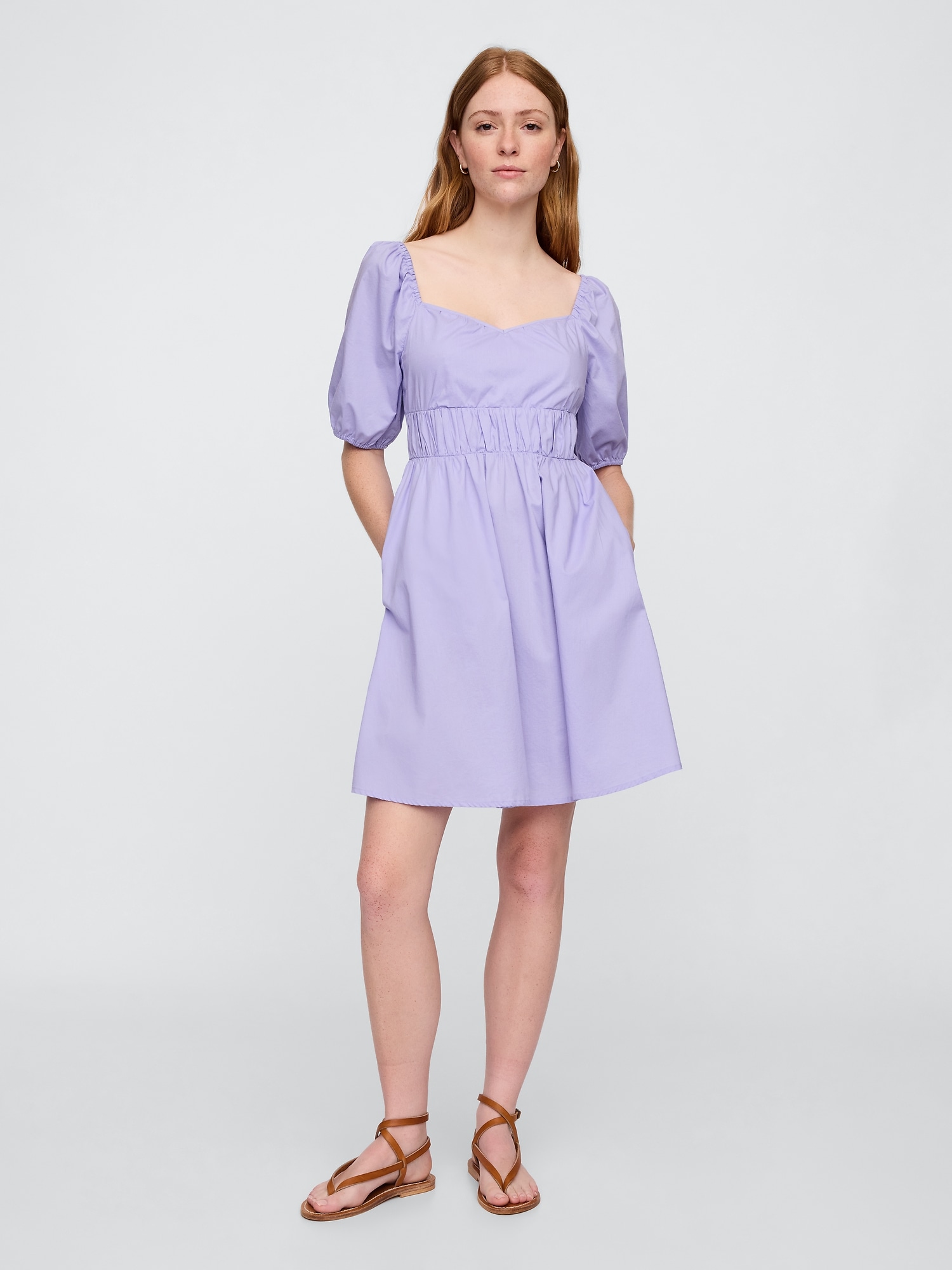 Sweetheart Puff Sleeve Mini Dress - Purple