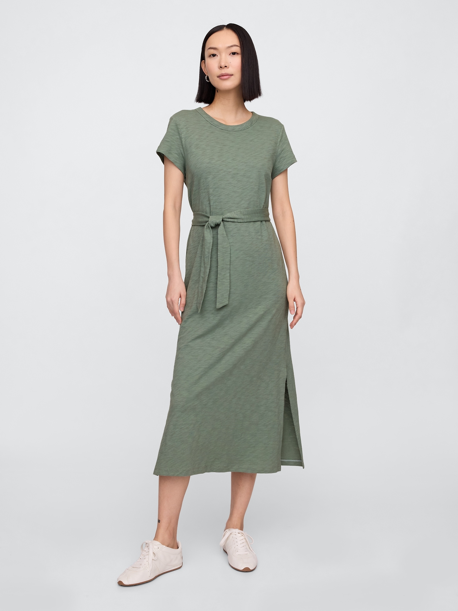 Belted T-Shirt Midi Dress