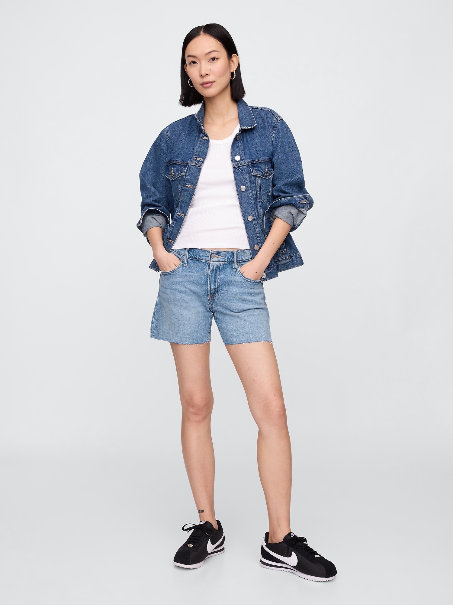 5" Mid Rise Soft Denim Shorts