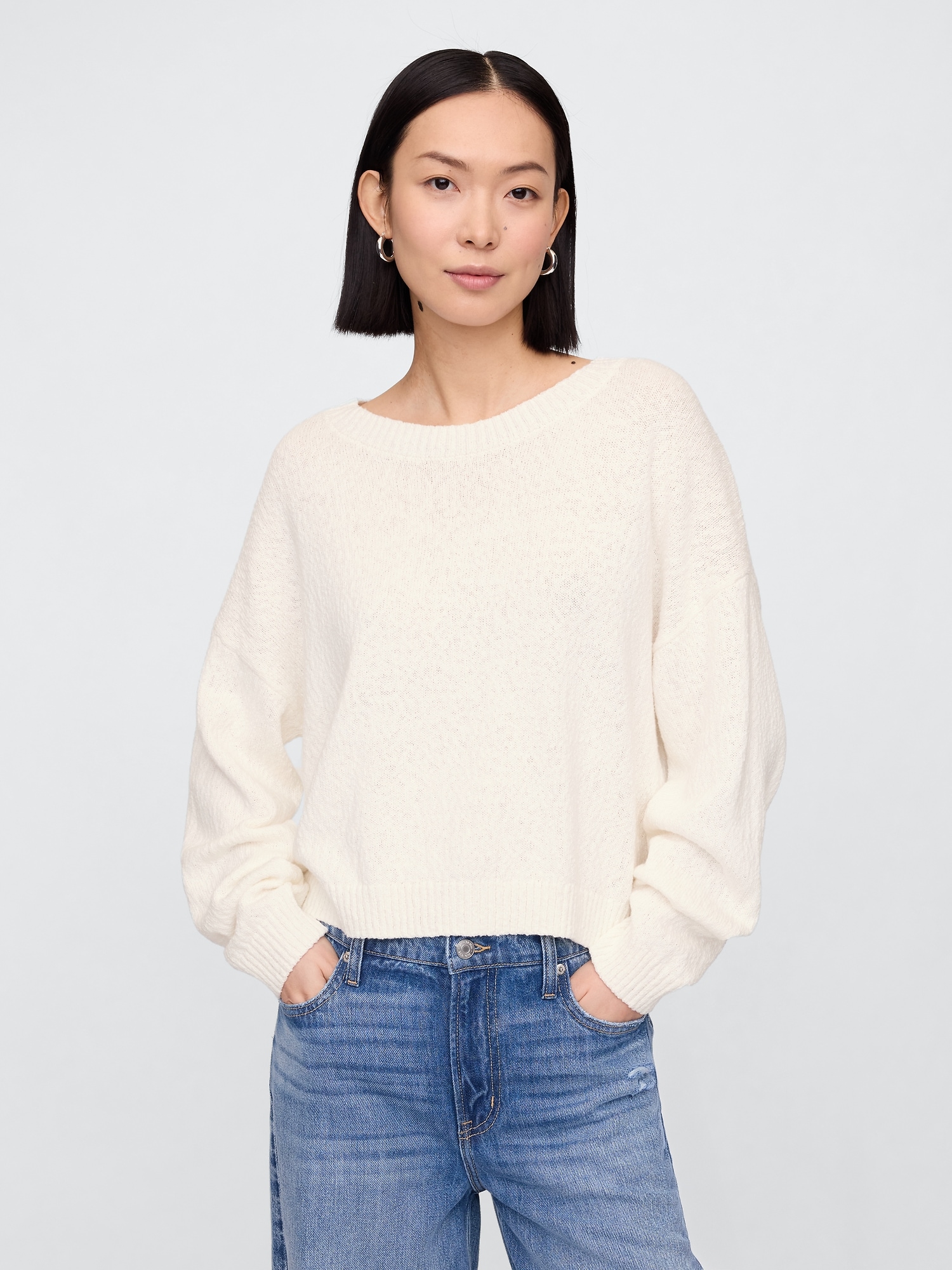 Oversized Slub Crewneck Sweater