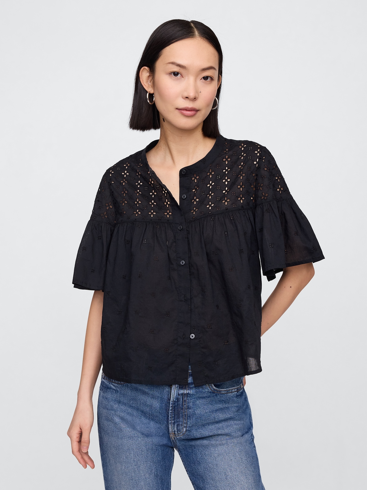 Voile Eyelet Top