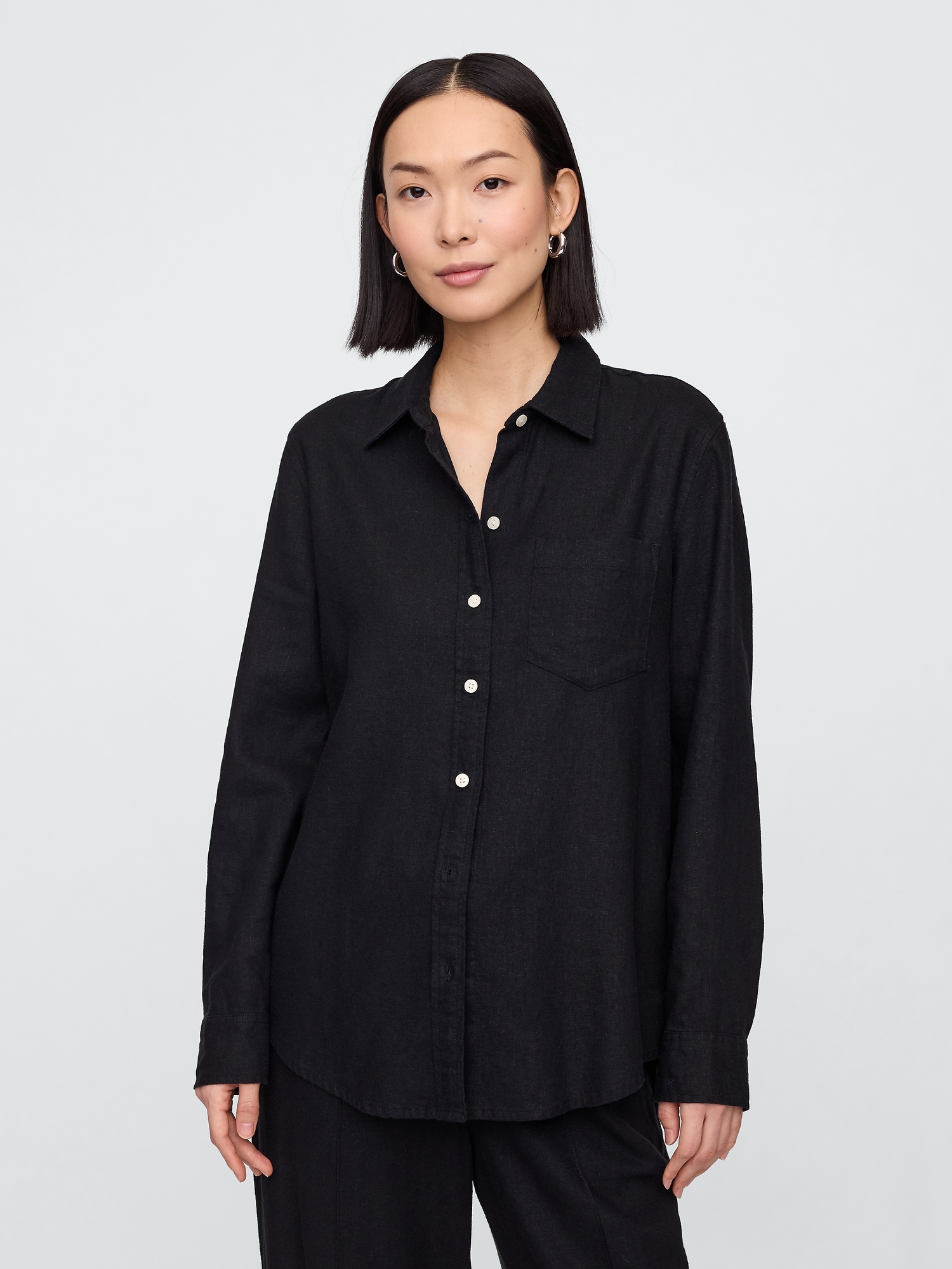 Linen-Blend Easy Shirt