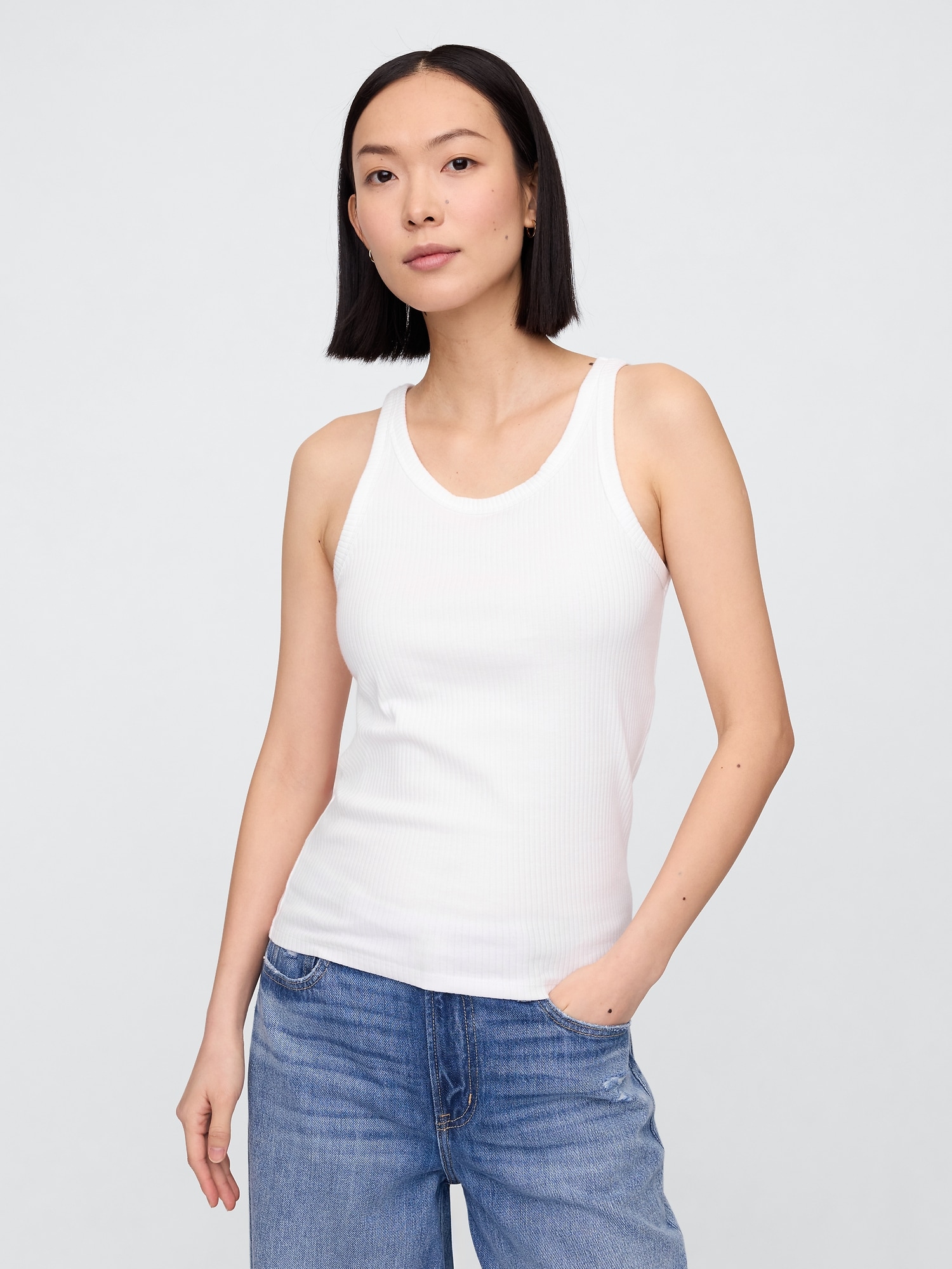 Ribbed Scoopneck Tank Top