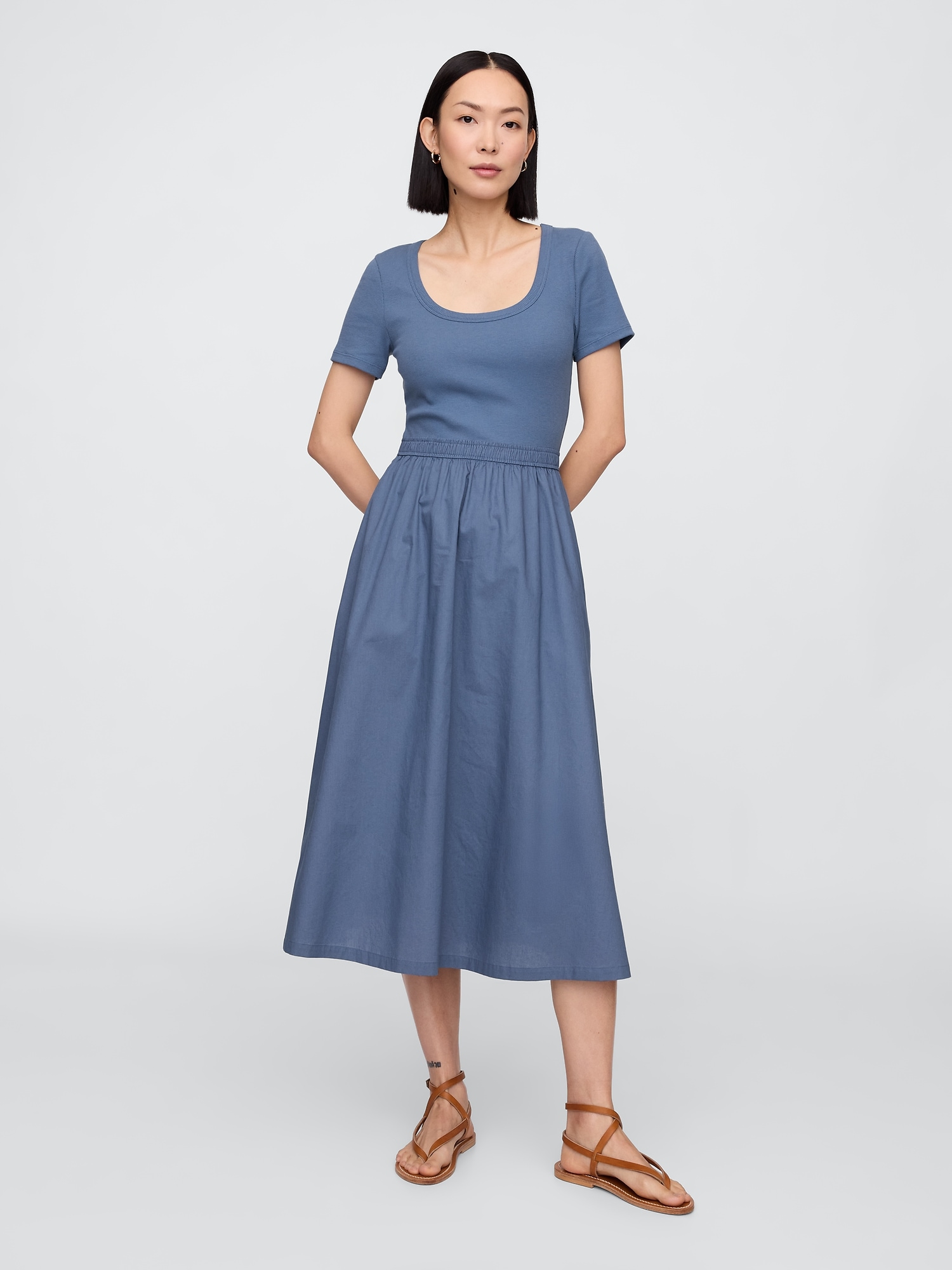 Scoopneck Midi Dress - Blue