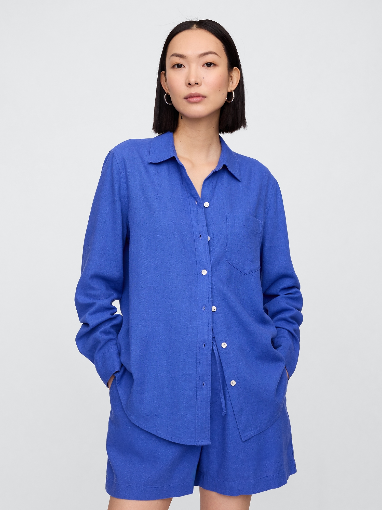 Linen-Blend Easy Shirt