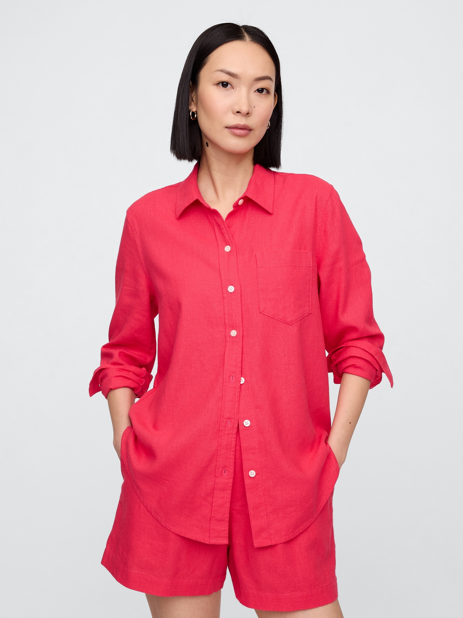 Linen-Blend Easy Shirt