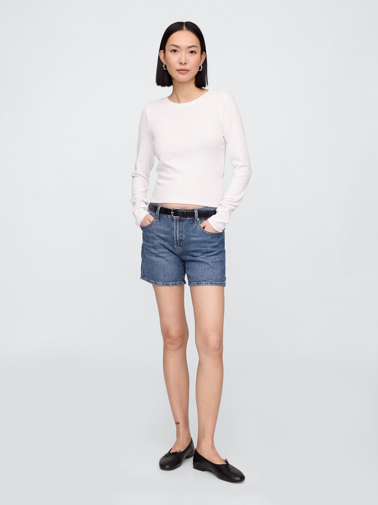 5" Mid Rise Soft Denim Shorts