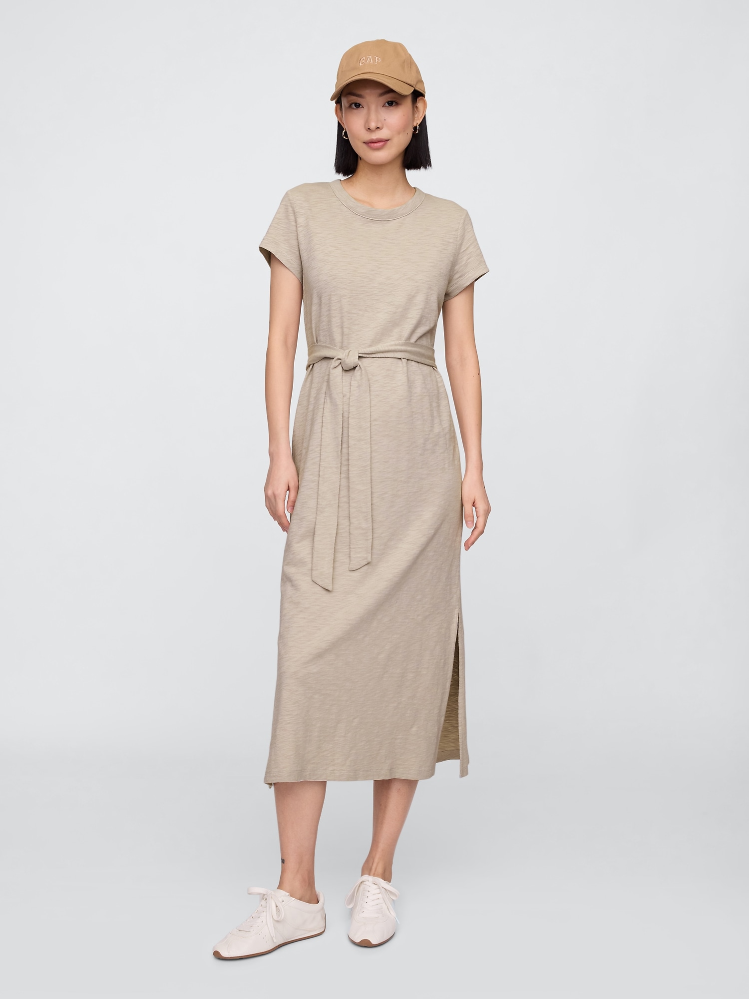 Belted T-Shirt Midi Dress