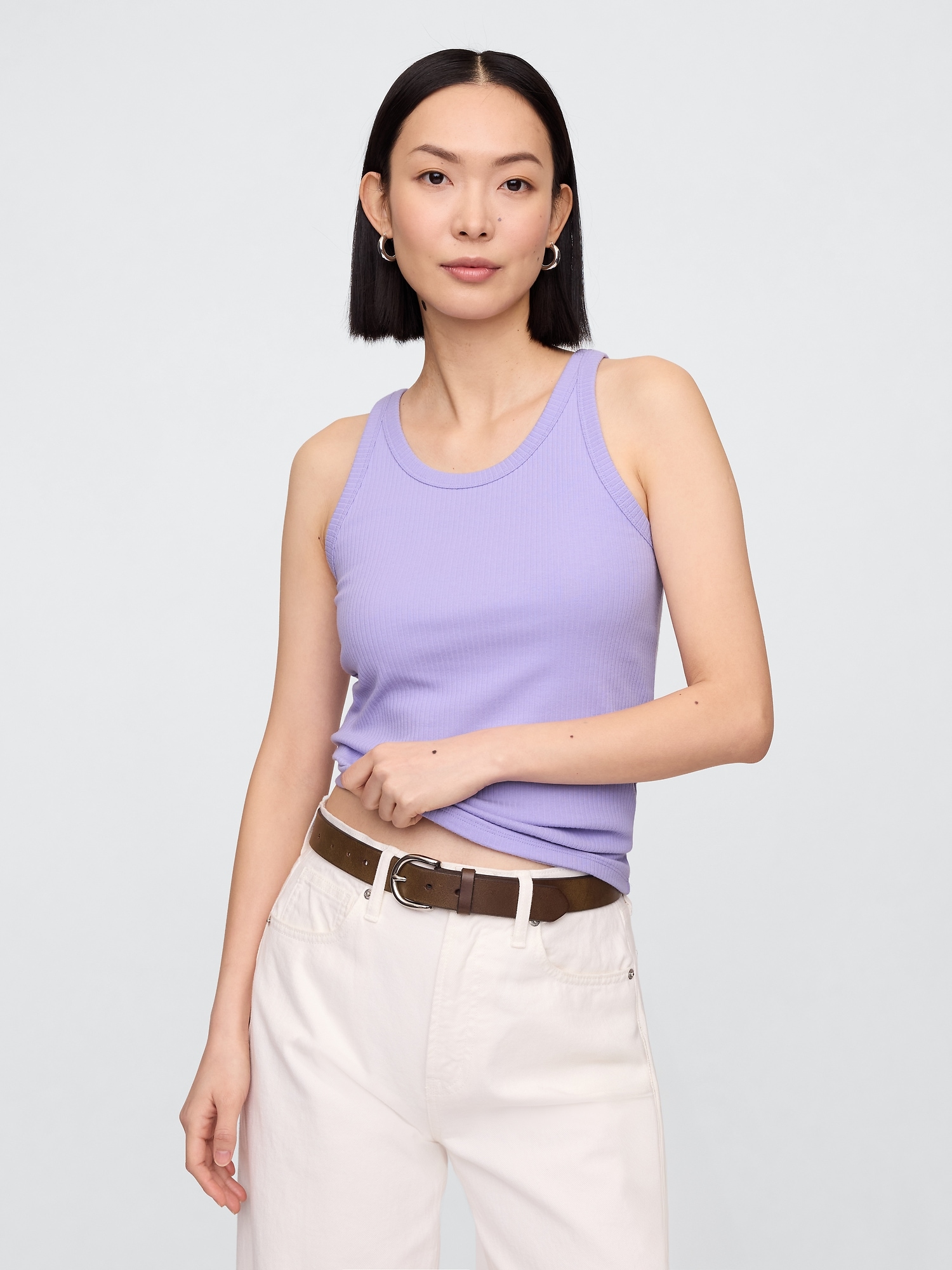 Ribbed Scoopneck Tank Top