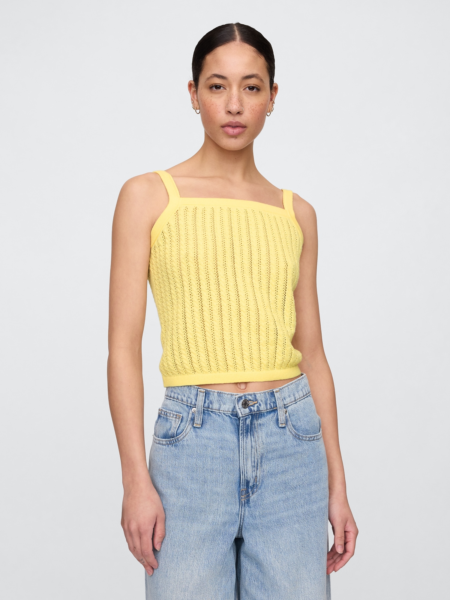 Open-Stitch Sweater Tank Top