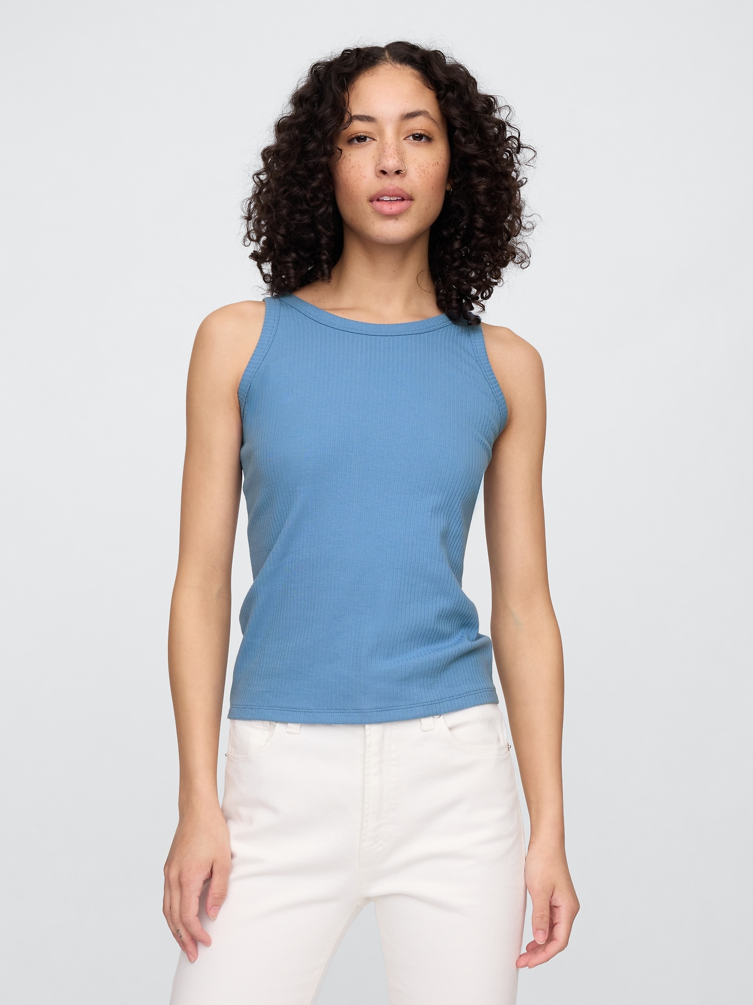 Ribbed Scoopneck Tank Top